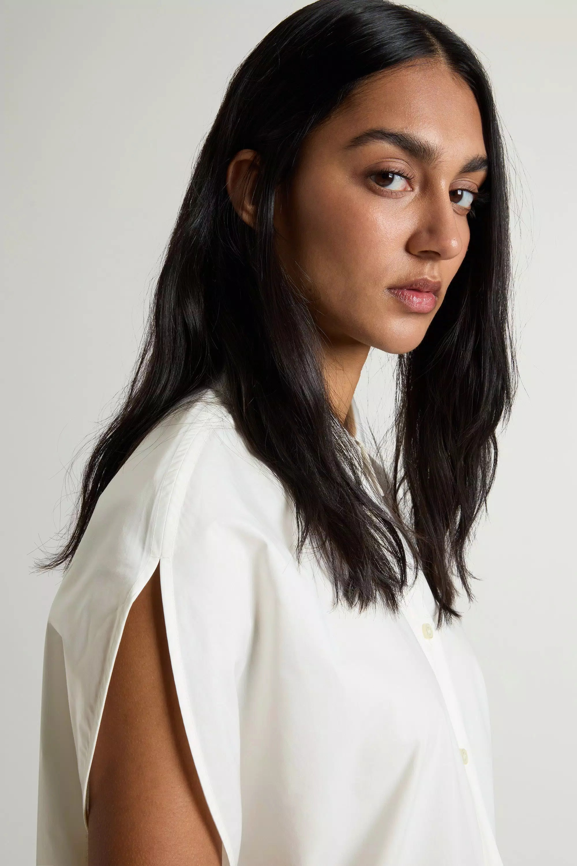 Blusa de Popeline de Algodão Puro - Branco Ártico