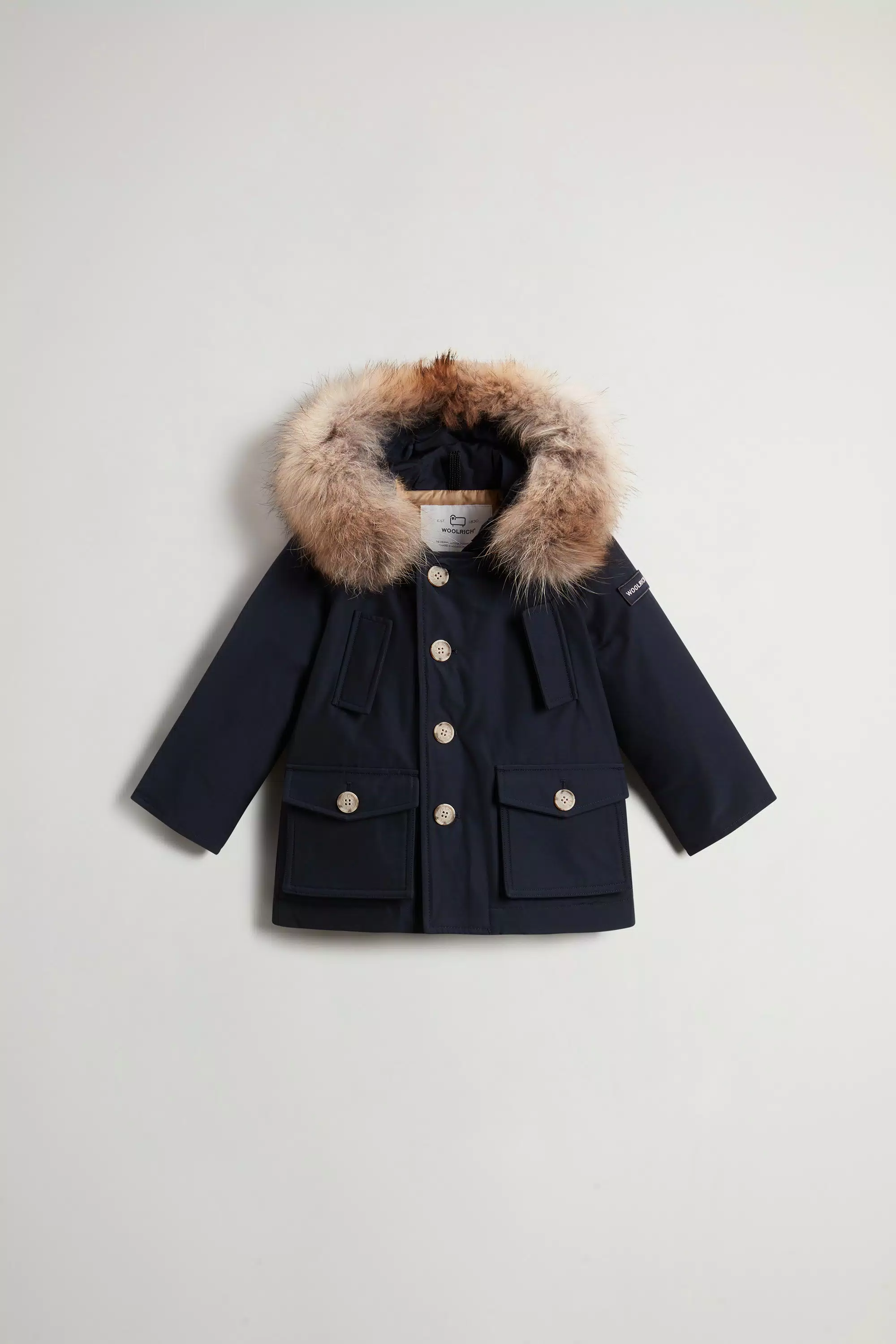 Parka de Tecido Ramar para Bebés com Detalhe Removível de Pele - Azul Melton