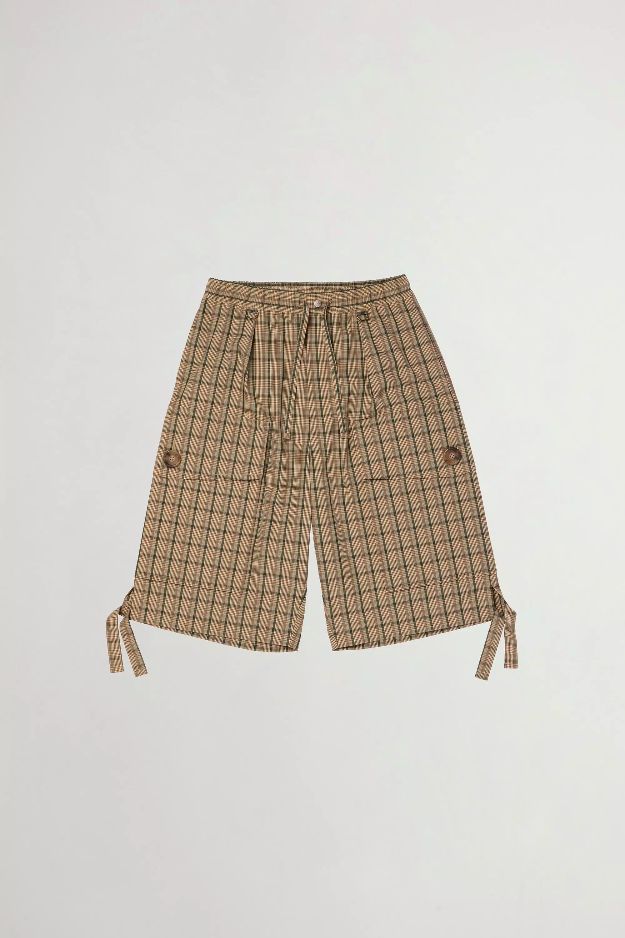 Bermudas Madras em Mistura de Algodão e Nylon - Marrom