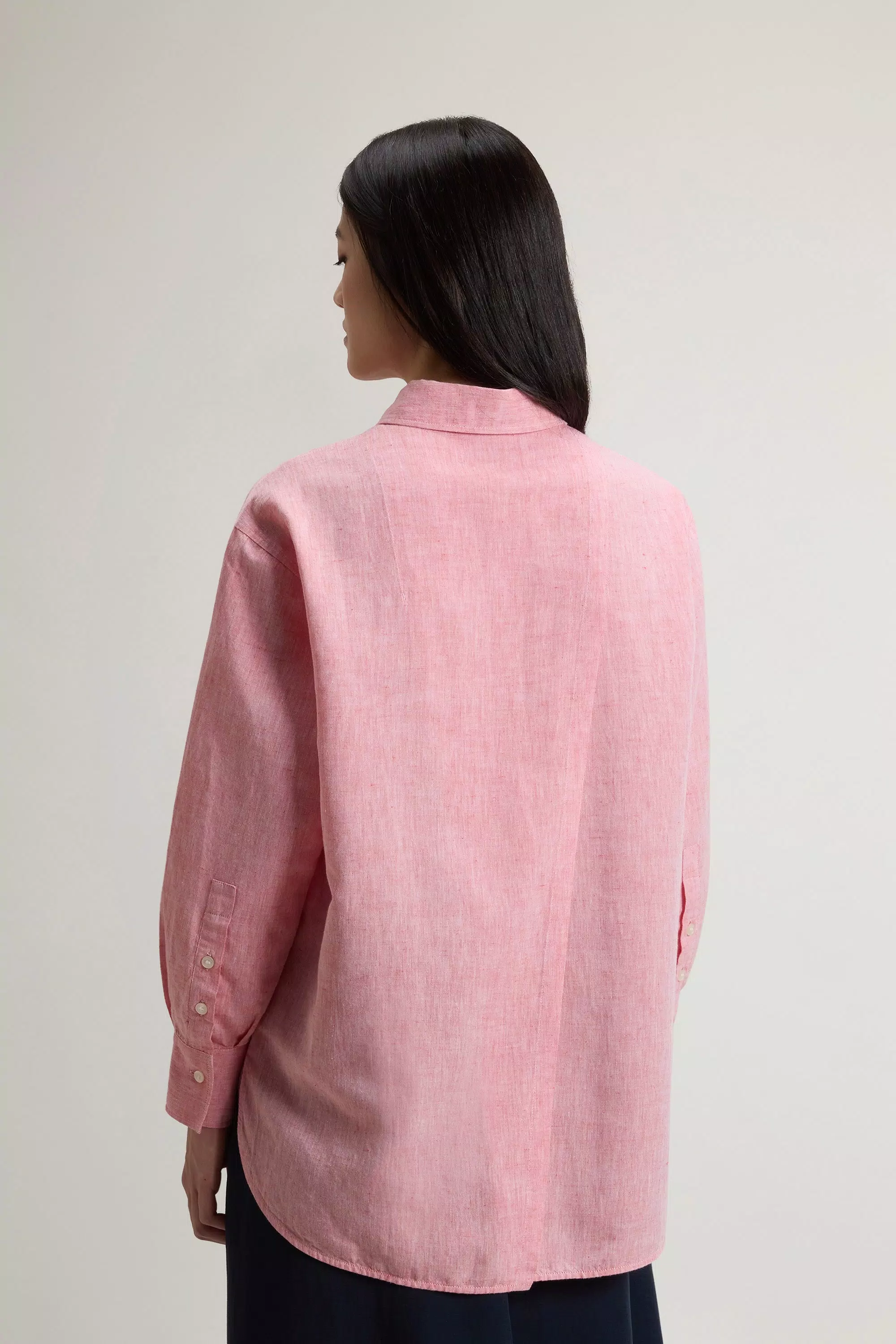 Camisa Boyfriend em Mistura de Algodão e Linho - Oxford Paprika