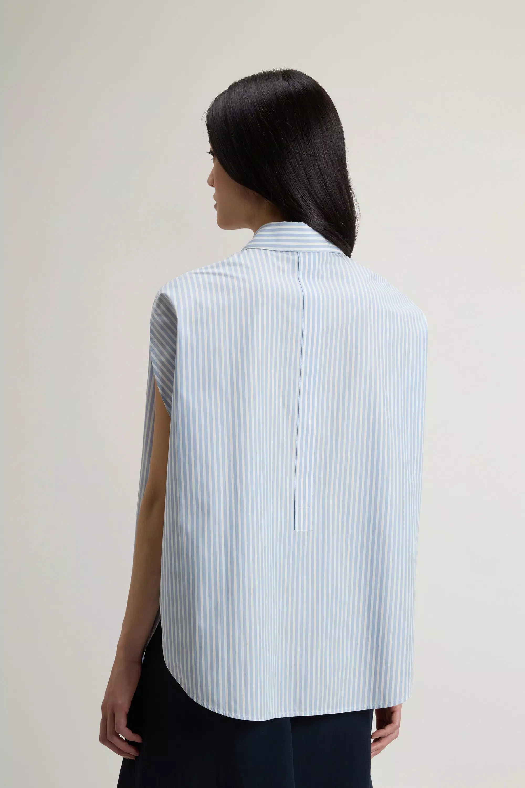 Blusa em Popeline de Algodão 100% Listrado - Listra Azul