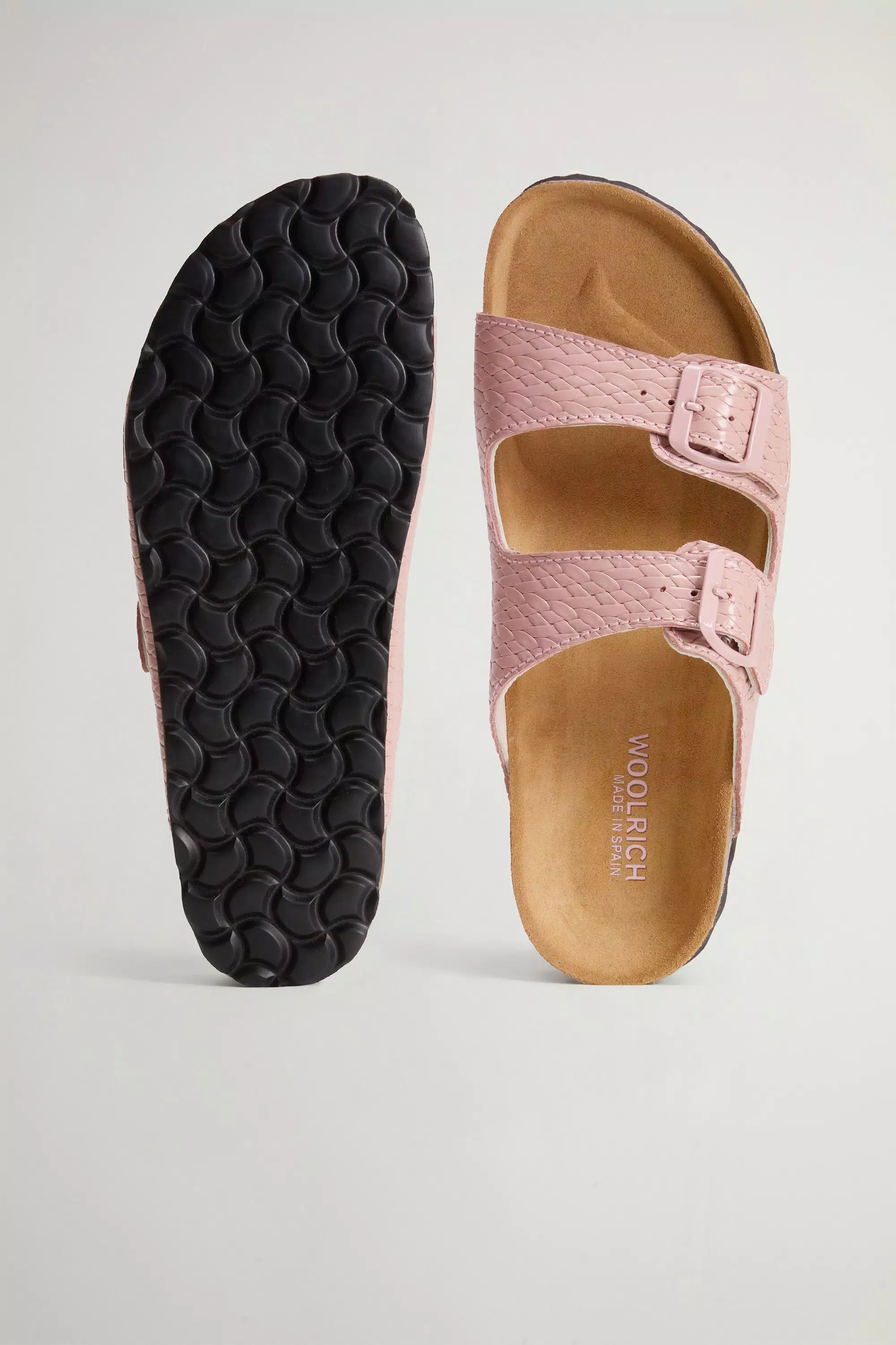 Sandalhas em Couro Estampado com Fivelas - Rosa