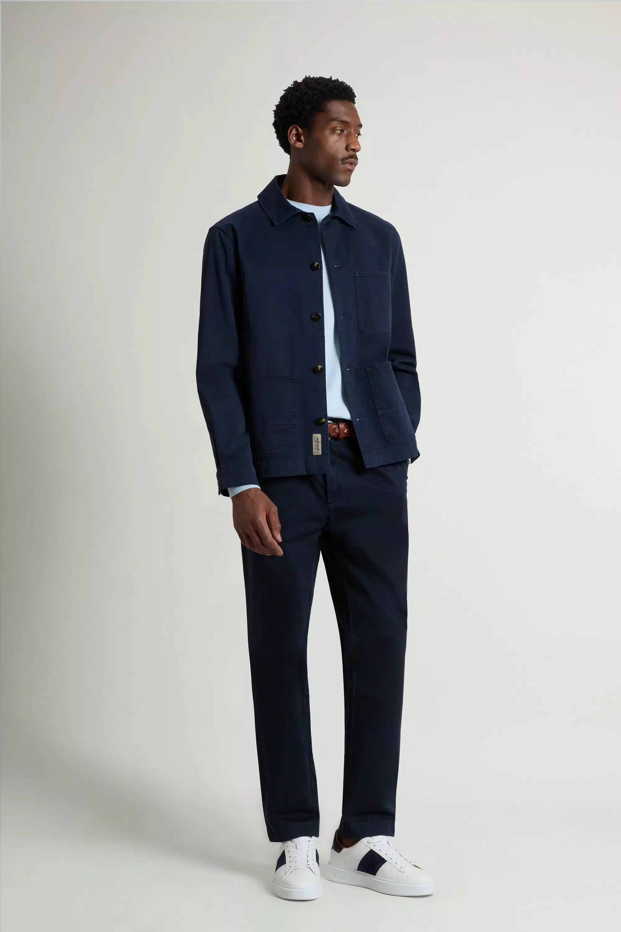 Camisa de Trabalho Colorida em Algodão Twill - Azul Melton
