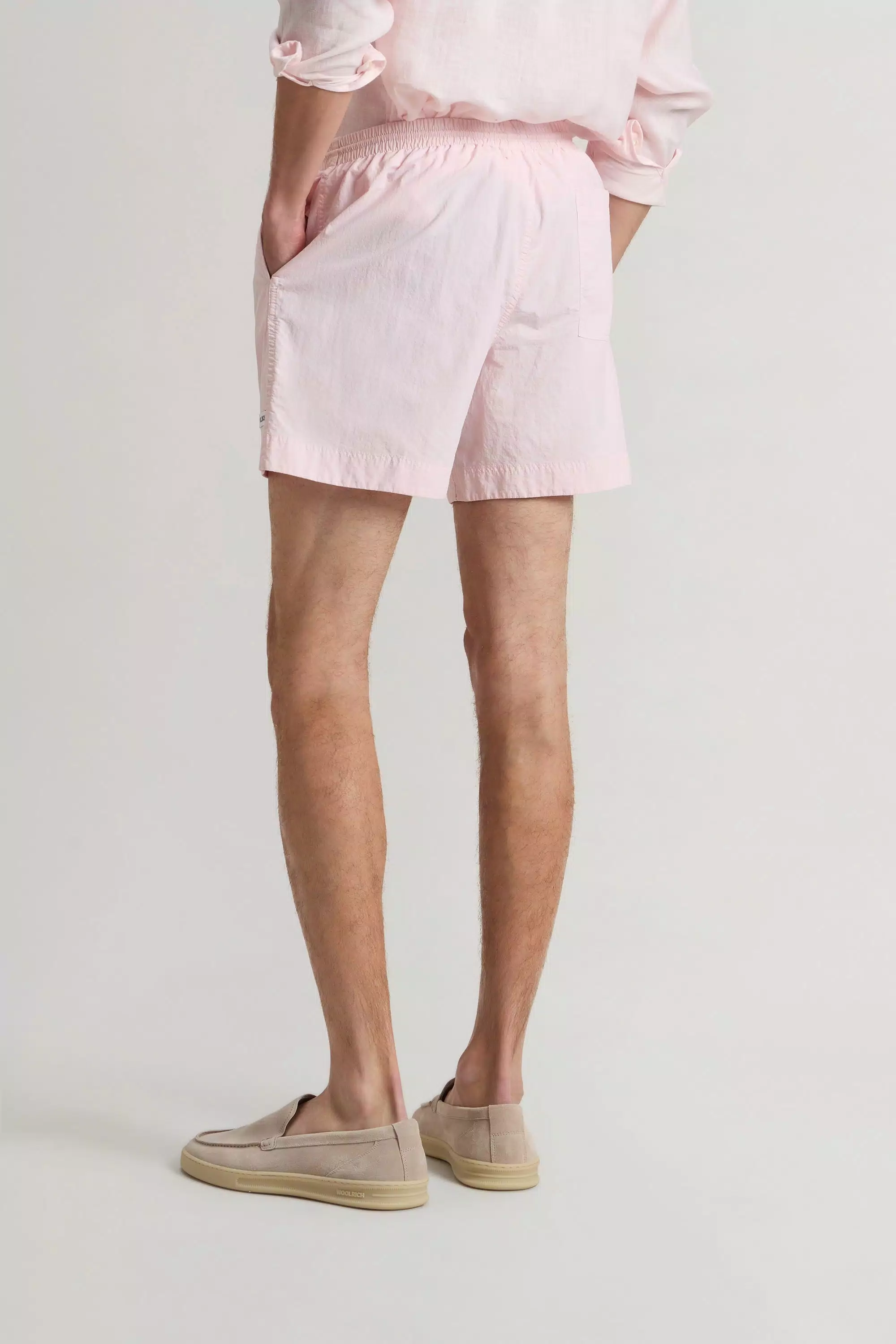 Bermudas de Náilon com Pintura em Tecido - Lilás Claro