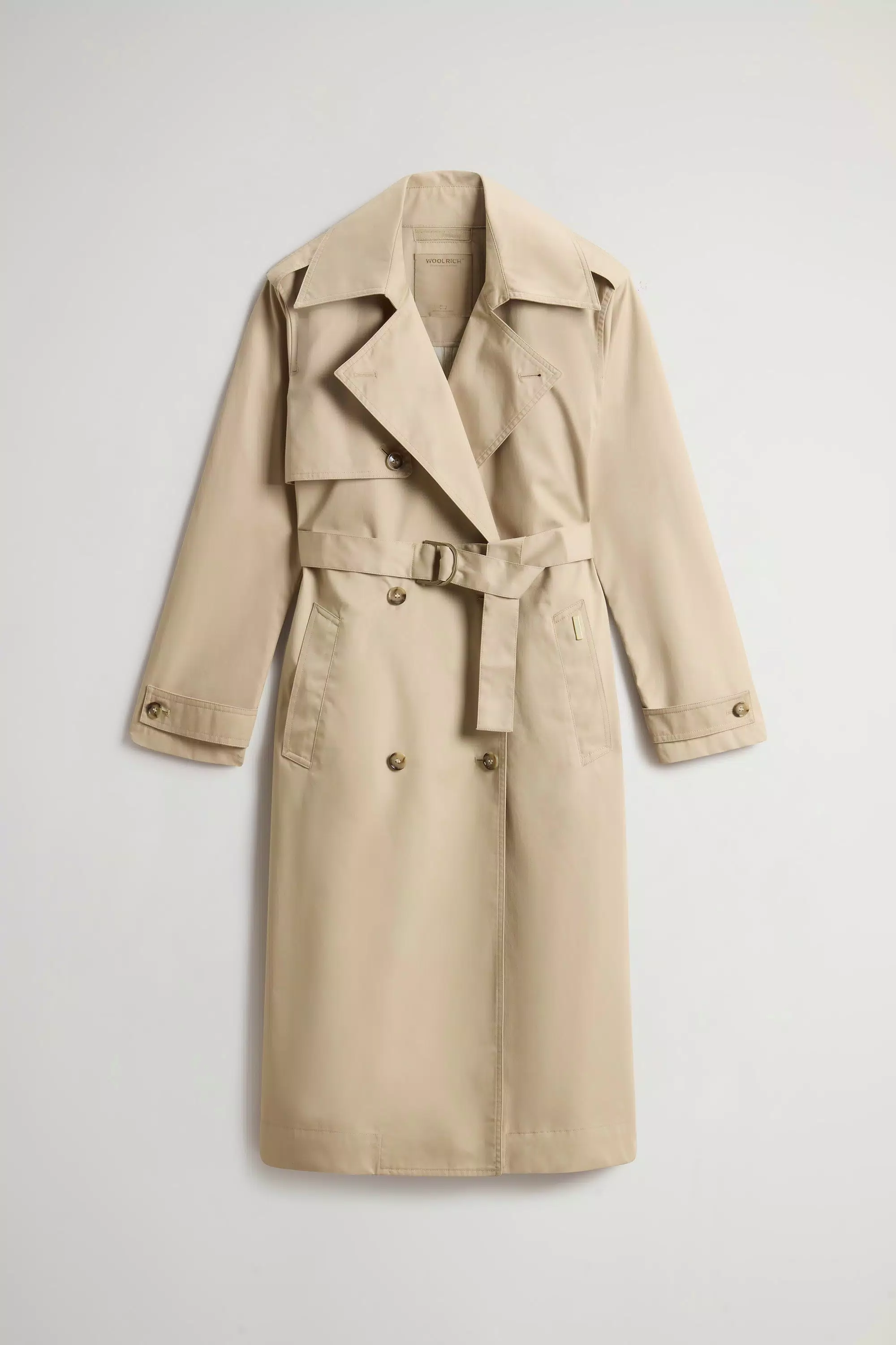 Trench Coat de Botão Duplo em Algodão Puro - Branco Pimenta
