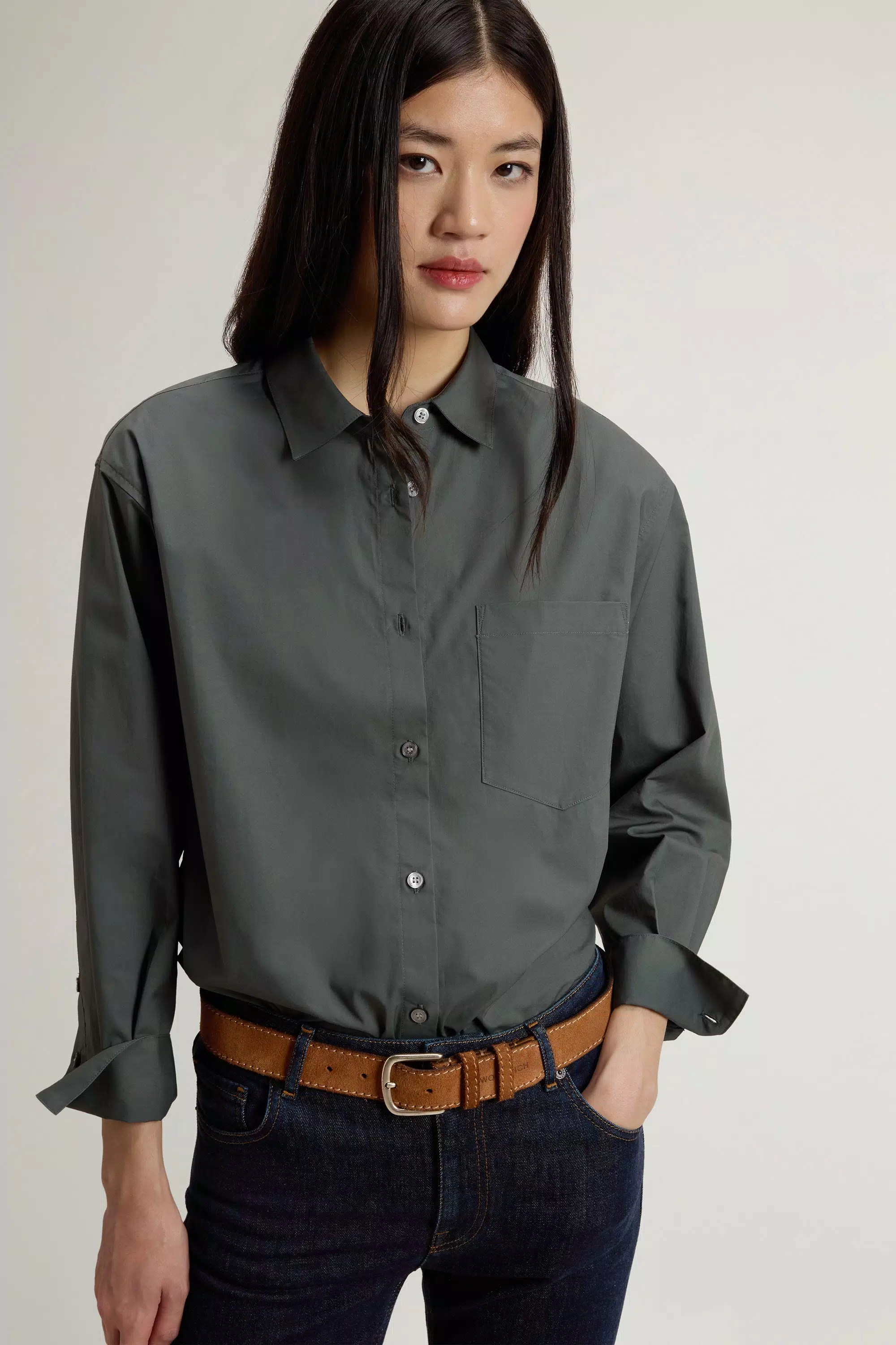 Camisa Boyfriend em Popeline de Algodão Puro - Véu Florestal