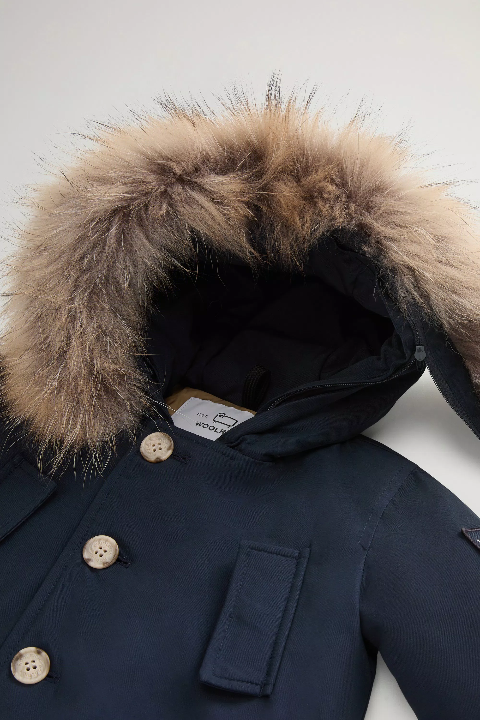 Parka de Tecido Ramar para Bebés com Detalhe Removível de Pele - Azul Melton