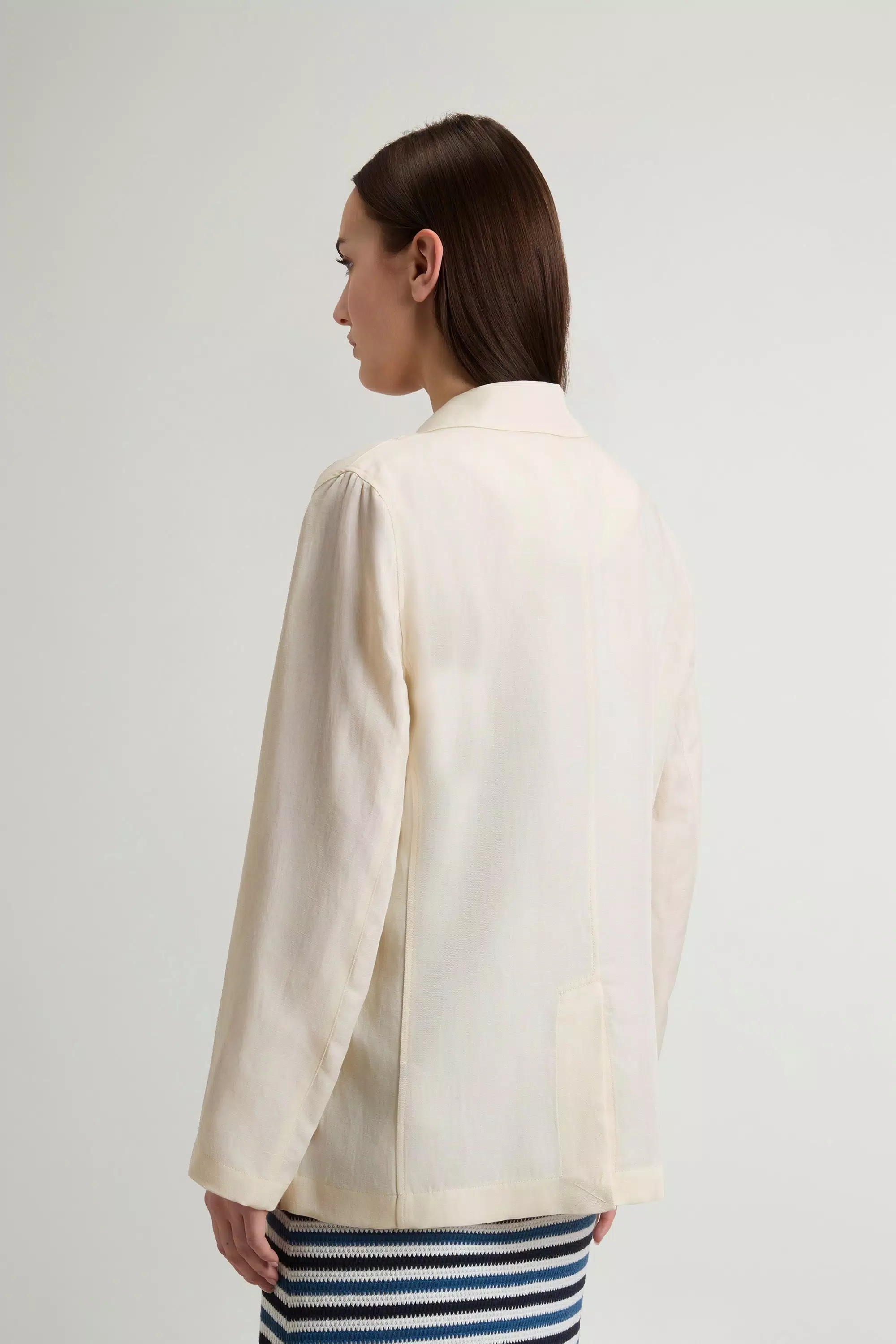 Blazer em Mistura de Linho - Creme Leite