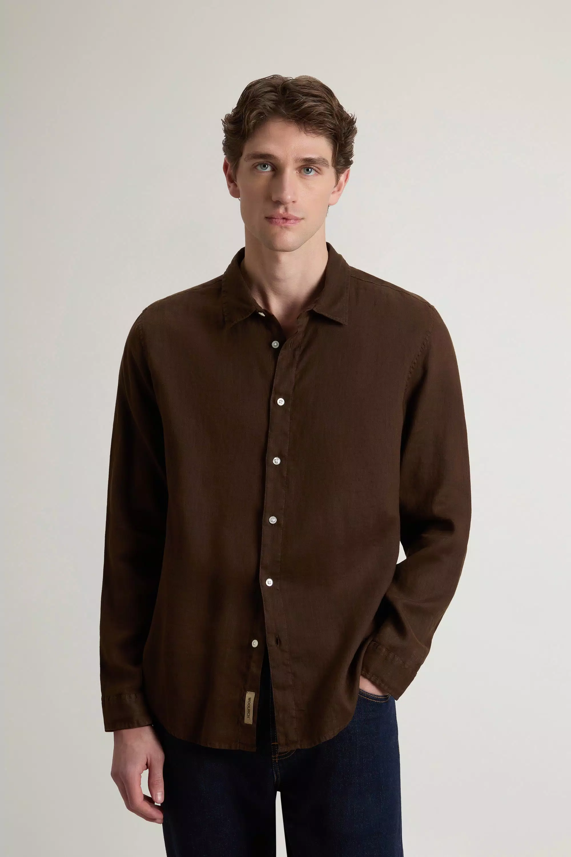 Camisa de Linho 100% Puro com Pintura de Tecido - Preto Cinza