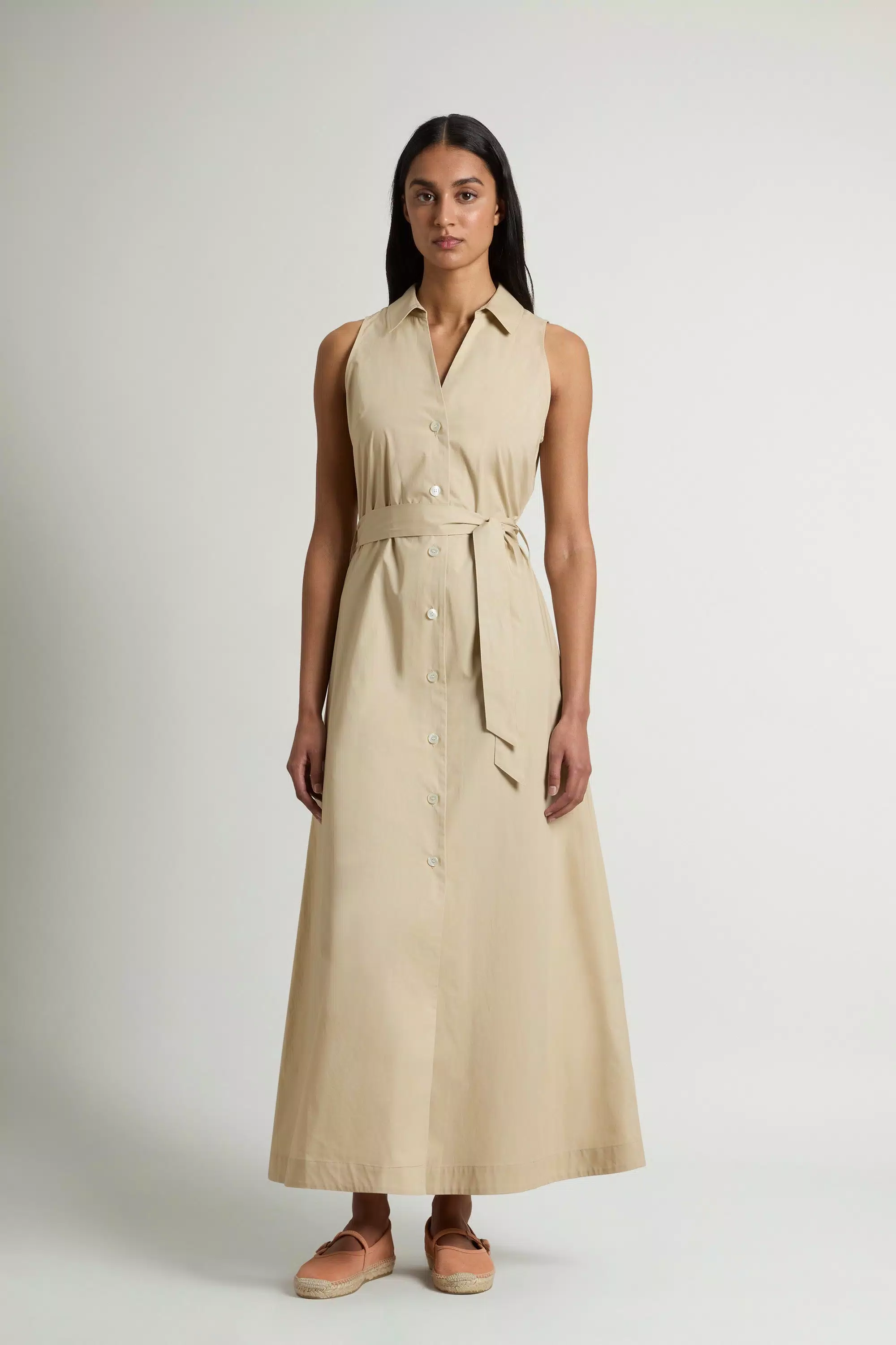 Vestido Camisa em Popeline de Algodão Puro com Cinto - Branco Pimenta