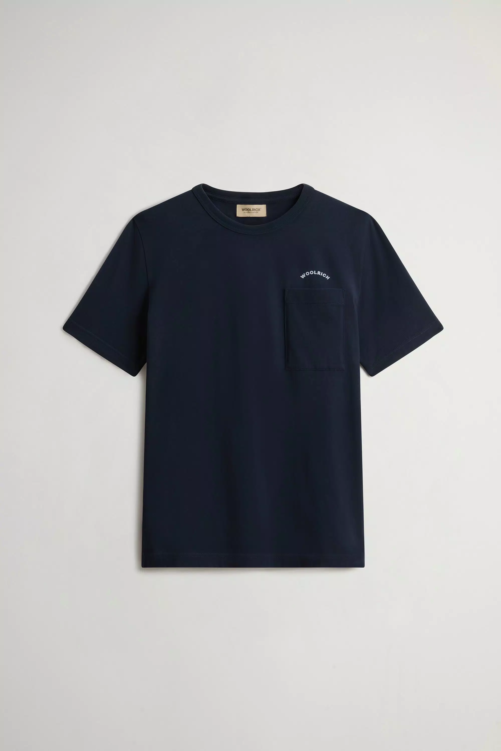 Camiseta de Algodão Puro com Bolso Pequeno - Azul Melton