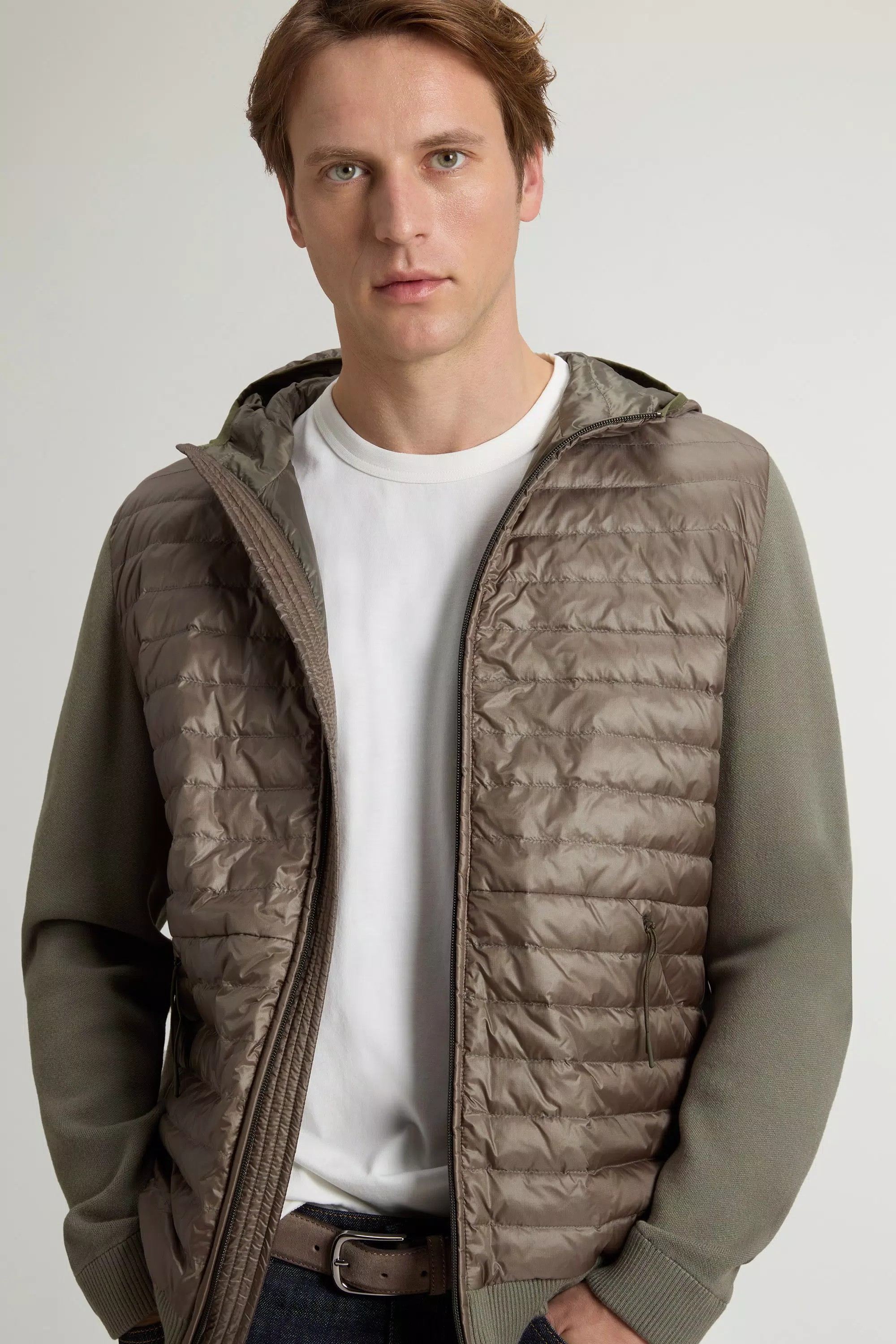 Jaqueta Híbrida Allen em Nylon Ripstop - Olive Fumado
