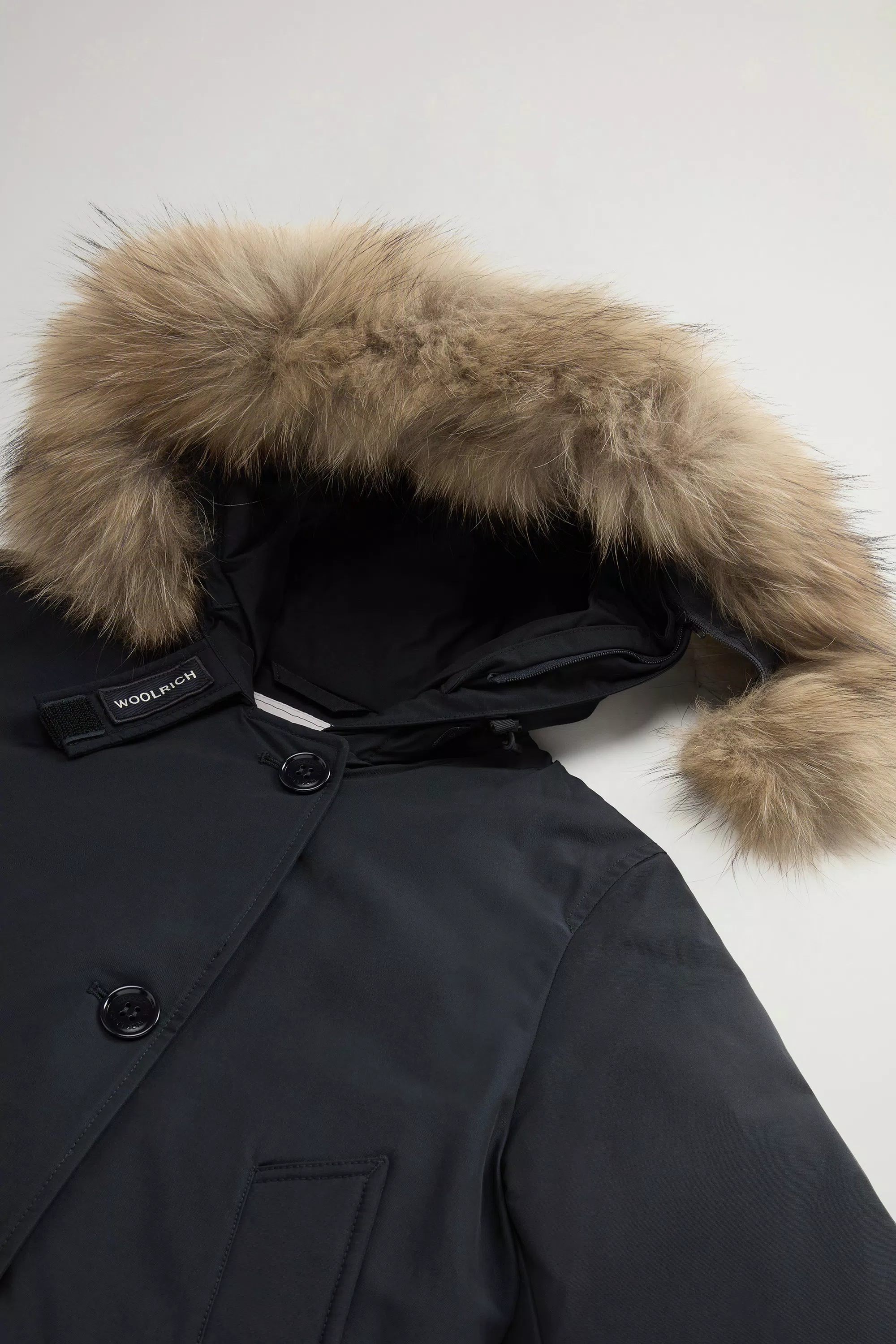 Parka Ártica em Tecido Ramar com Quatro Bolsos e Pelúcia Removível - Azul Escuro