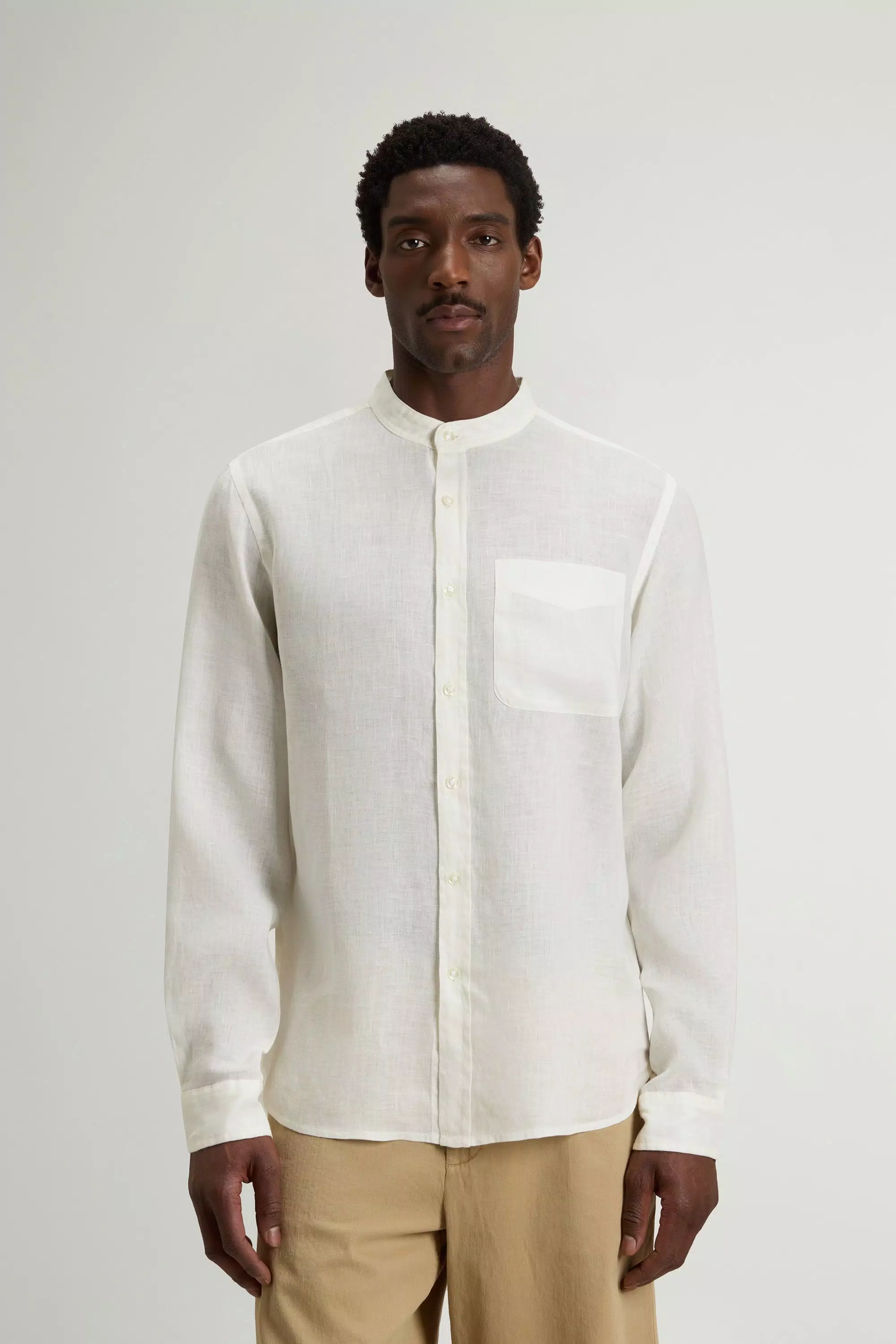 Camisa de Linho 100% Puro Pintada em Tecido - Branco Ártico