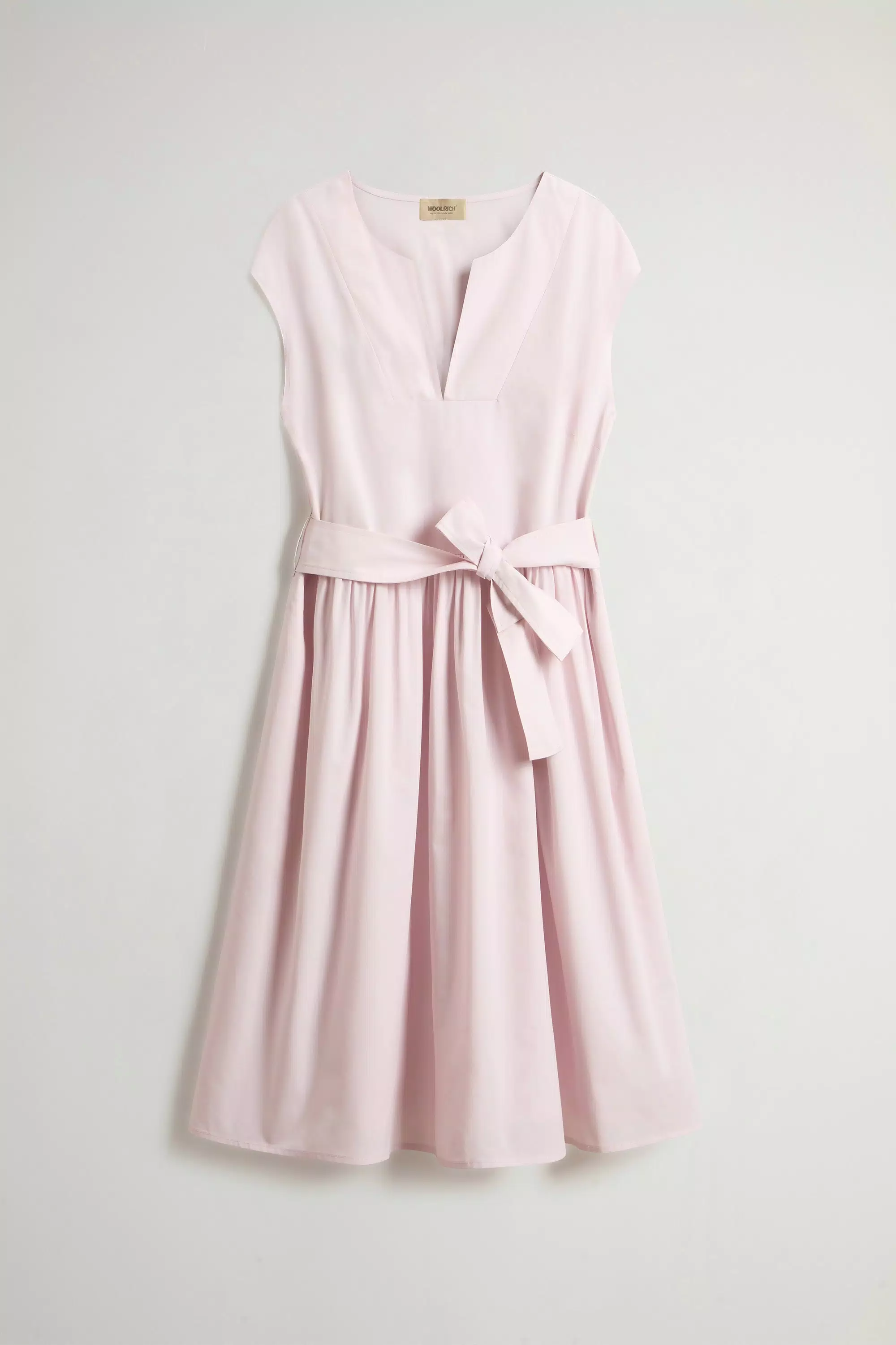 Vestido de Popeline de Algodão Puro com Cinto - Lilás Claro
