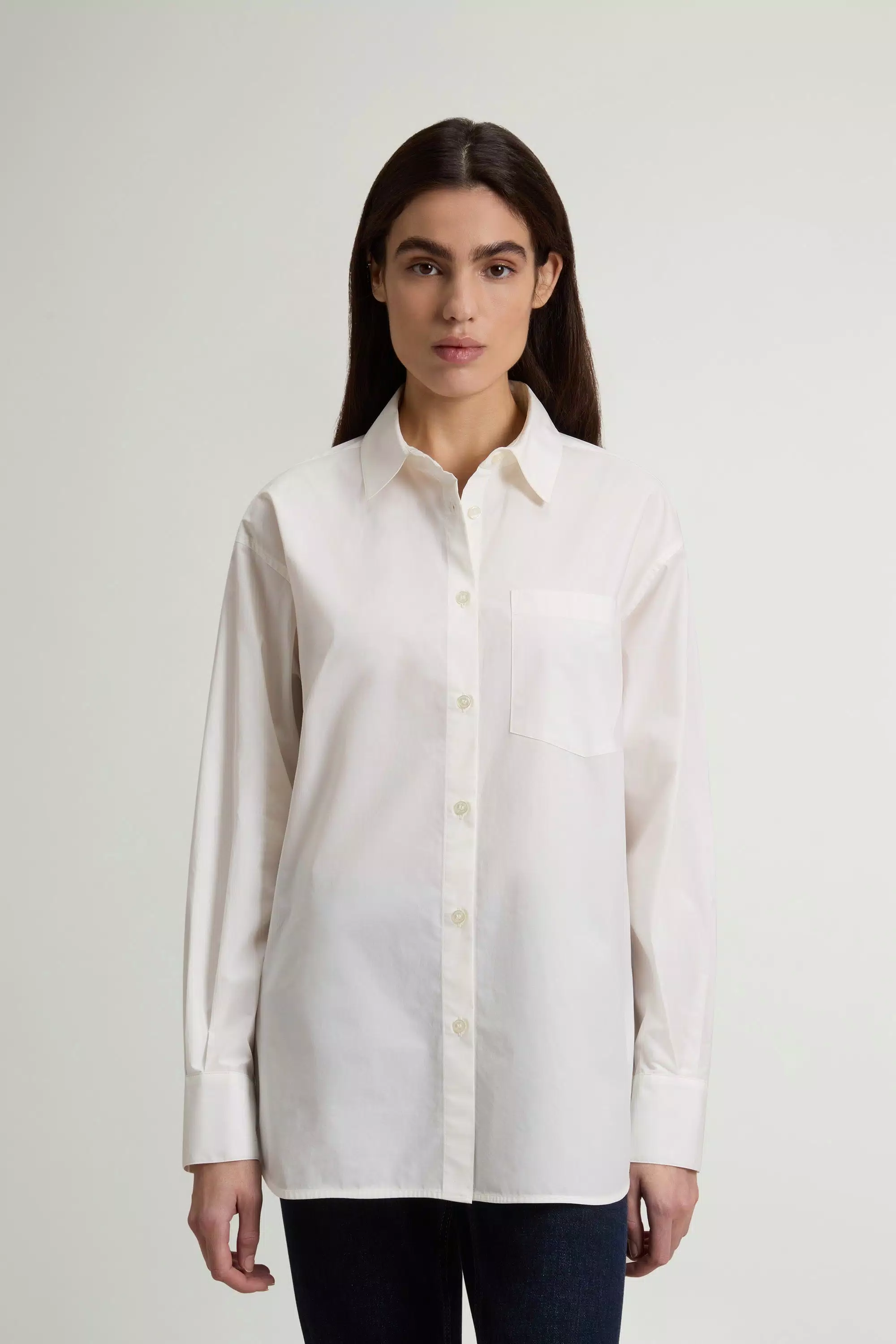 Camisa Boyfriend em Popeline de Algodão Puro - Branco Ártico