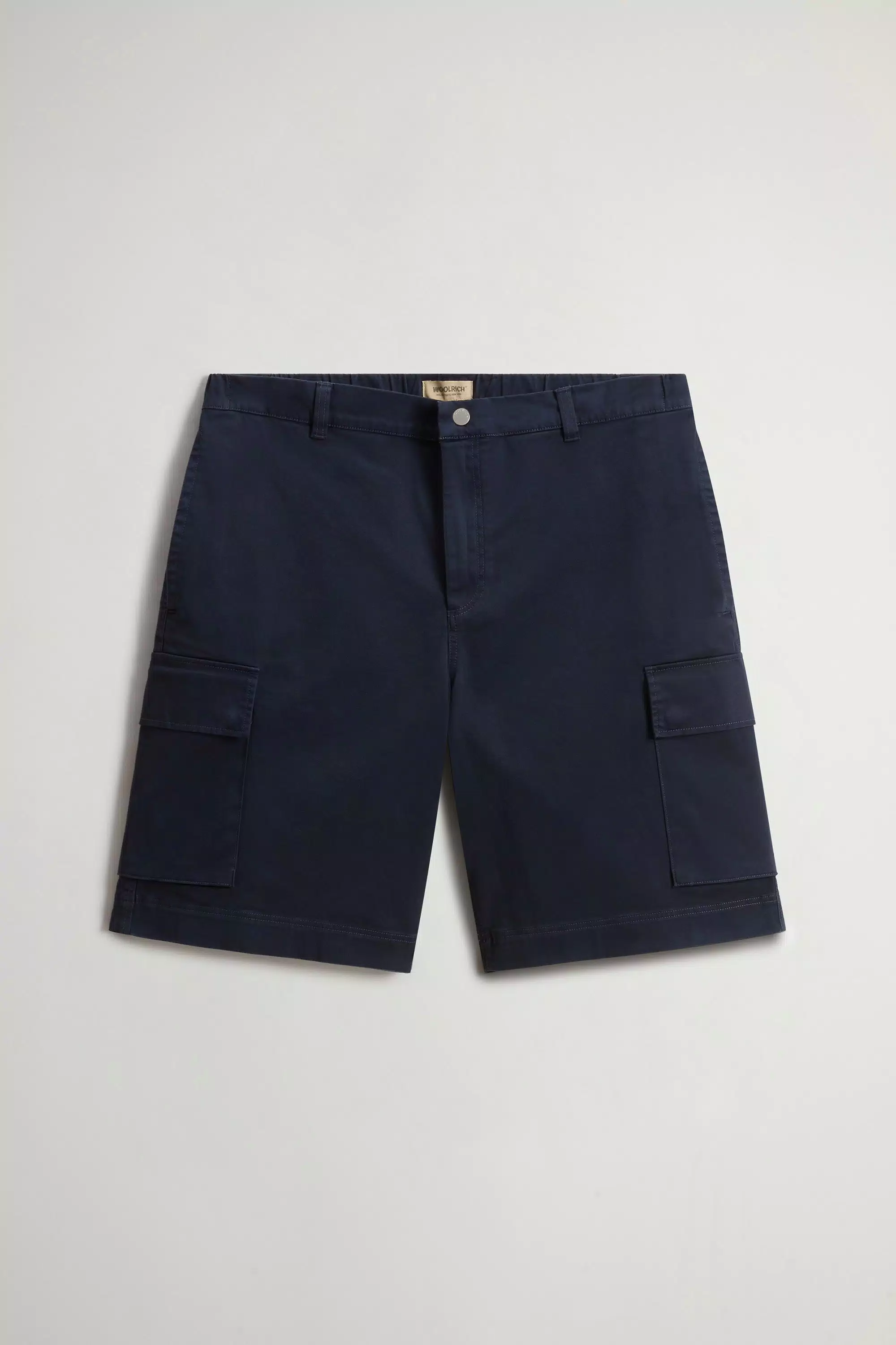 Calças Cargo Tingidas em Algodão Twill - Azul Melton