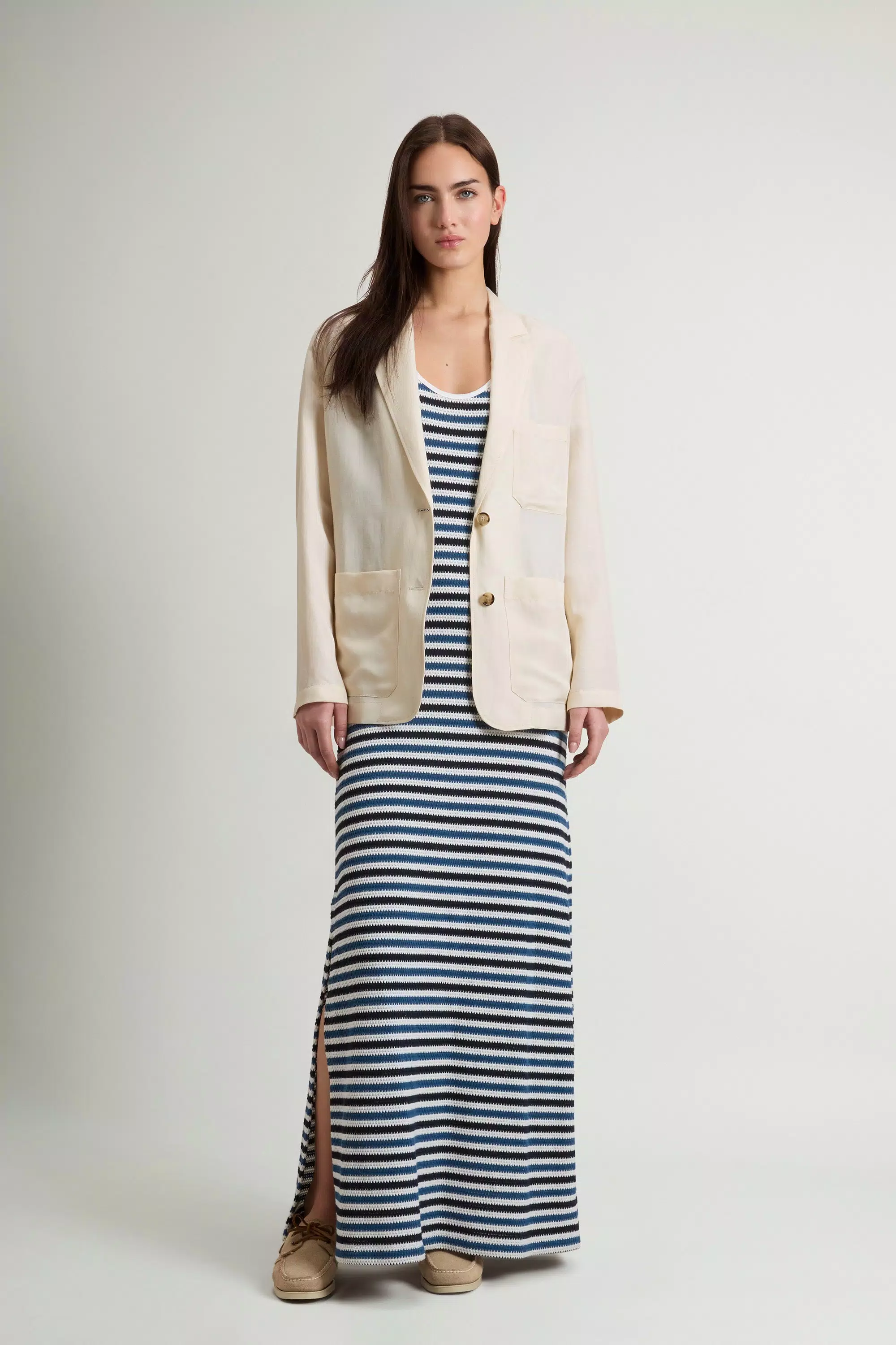 Blazer em Mistura de Linho - Creme Leite