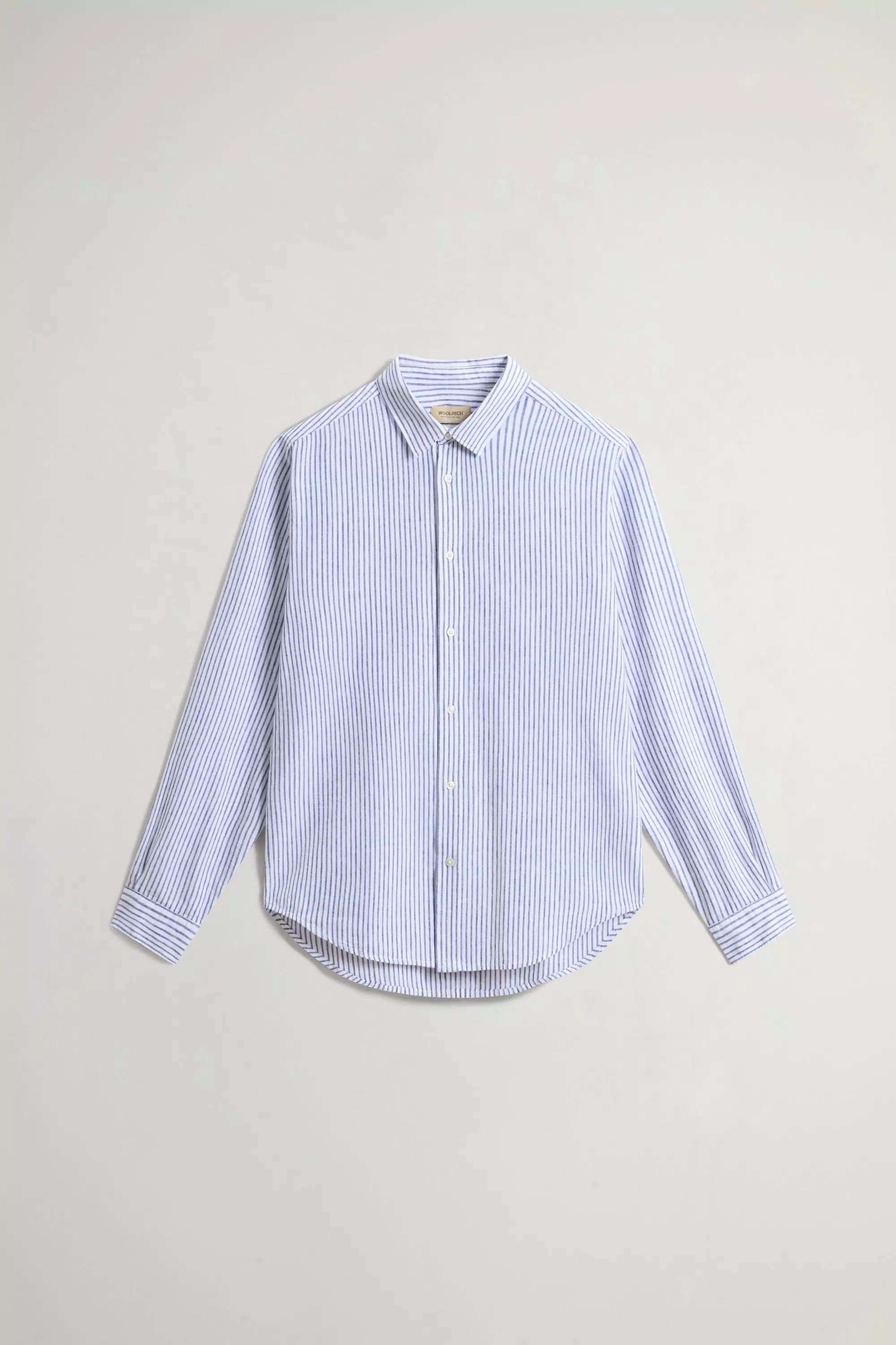 Camisa em Mistura de Algodão e Linho - Listras Azuis