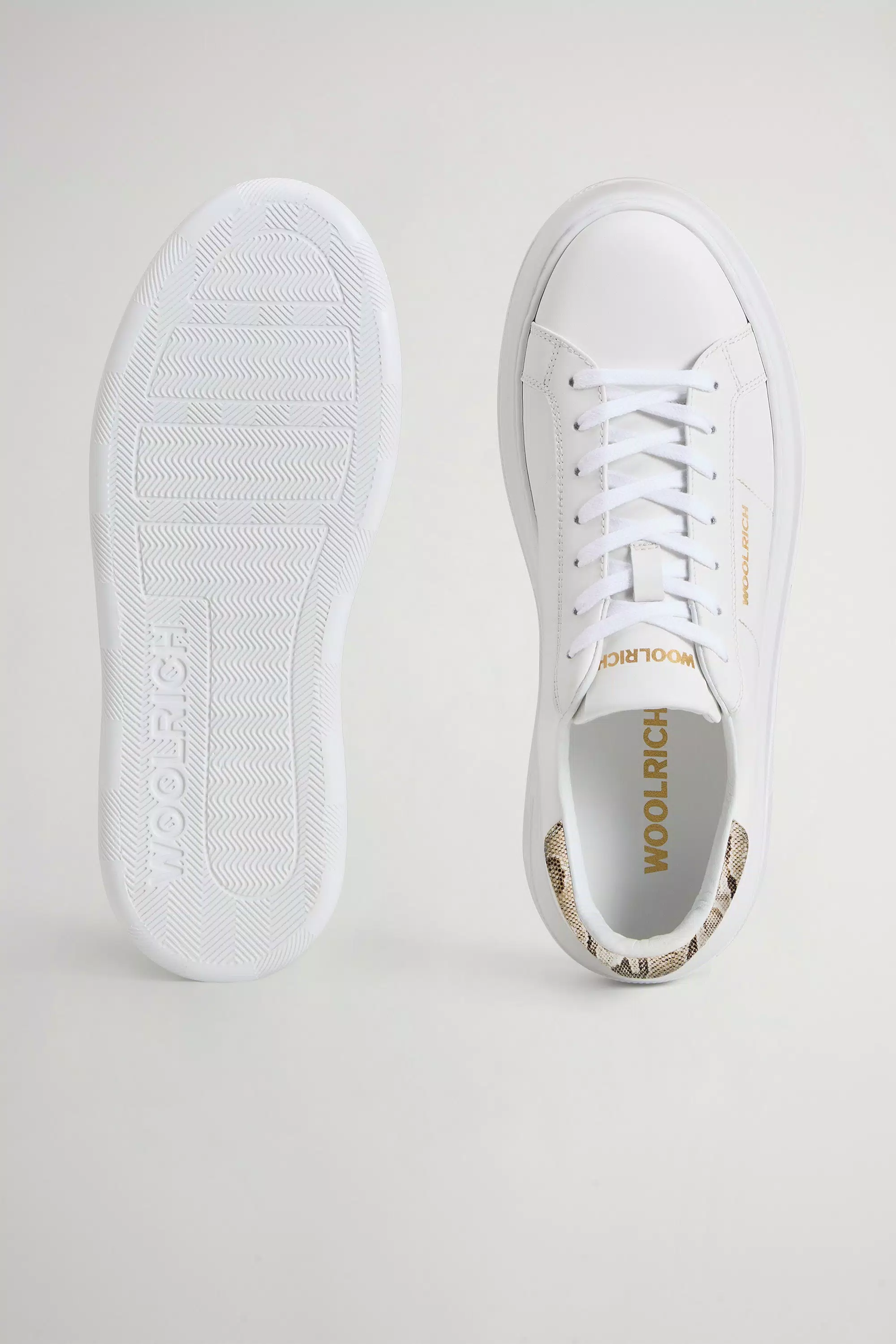 Sapatilhas Chunky Court de Couro de Vitela - Areia Branco