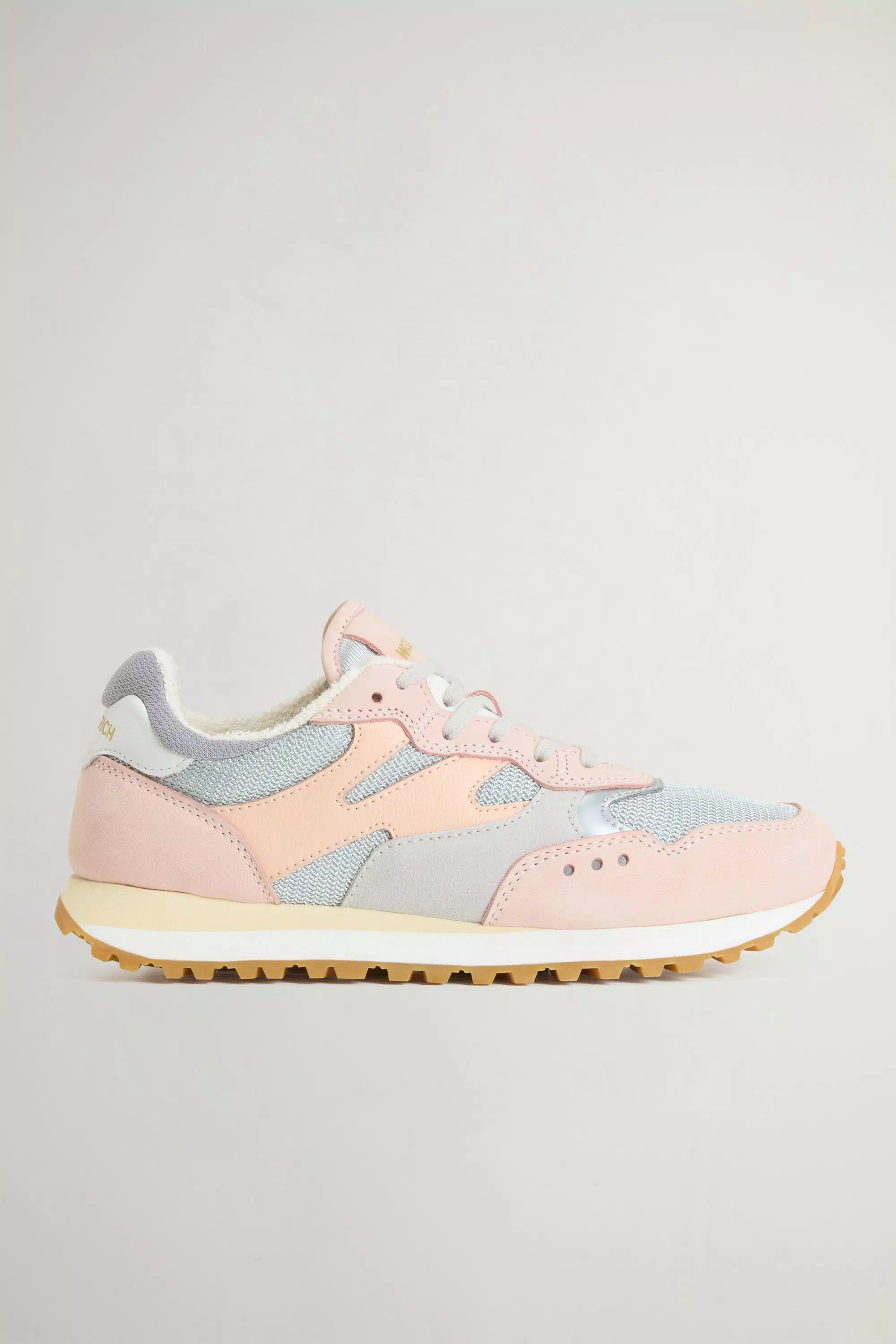 Sapatilhas Gravel em Nylon com Inserções em Couro e Camurça - Cinza Rosa