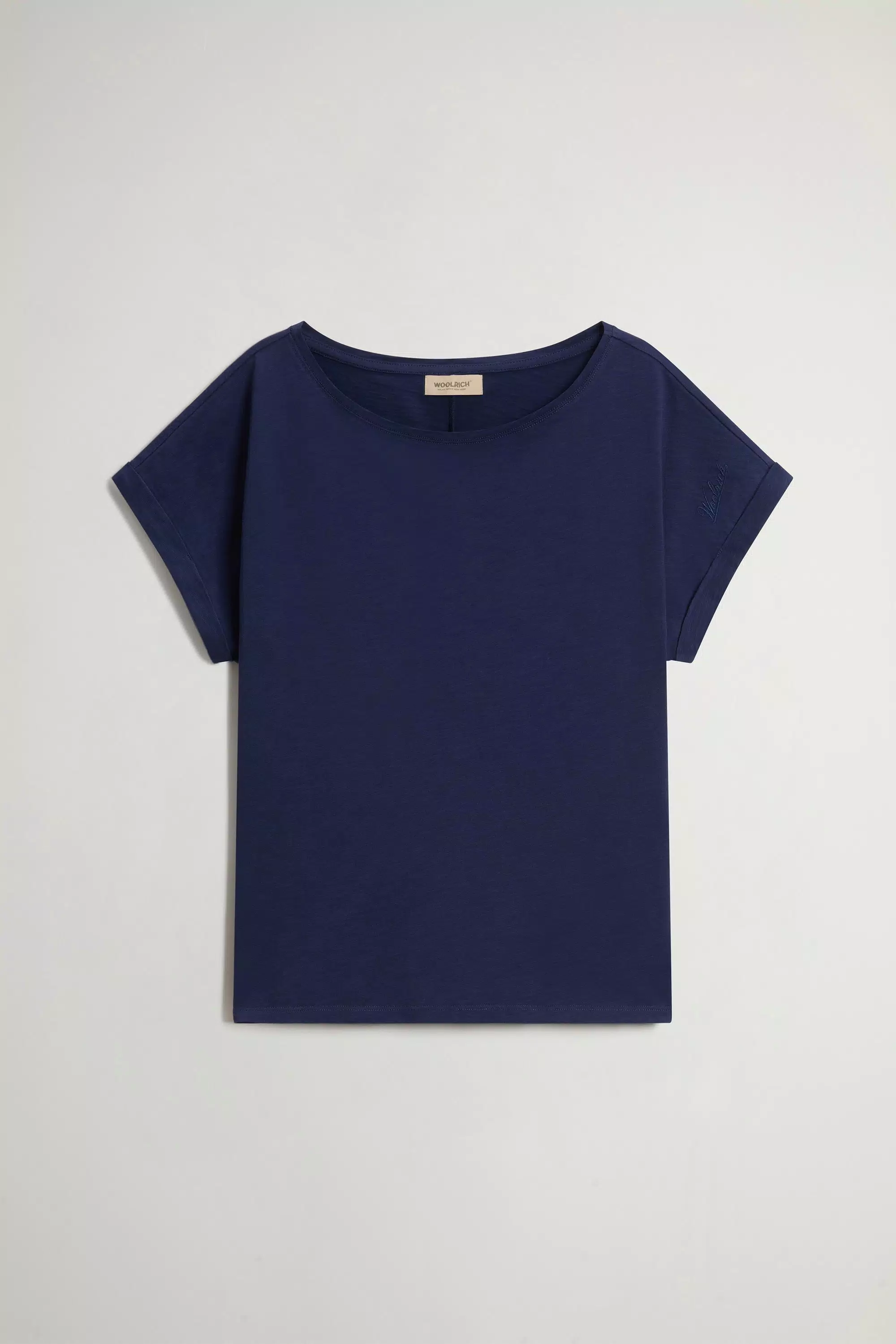 Camiseta em Tecido de Algodão 100% com Textura Slub - Azul Marinho