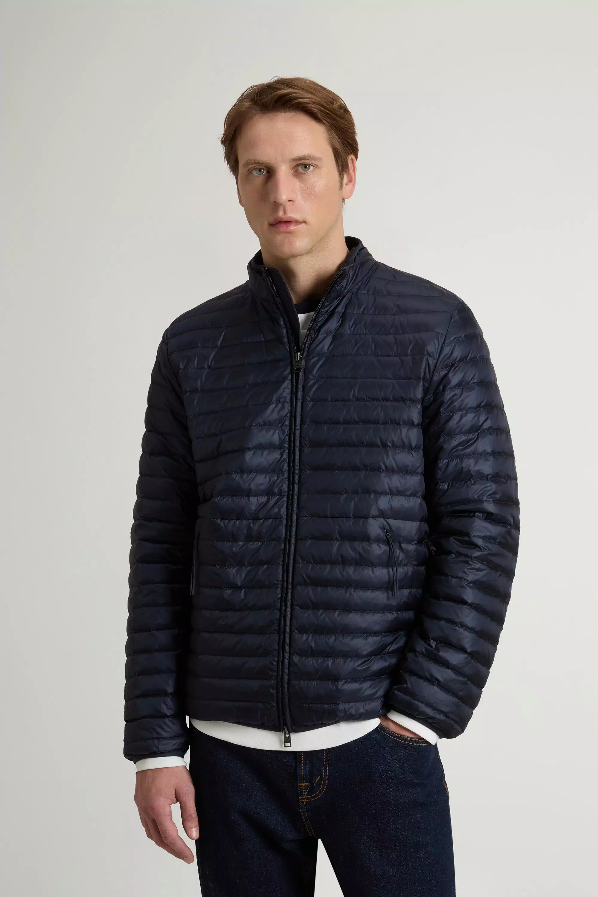 Jaqueta de Penas Allen Leve em Nylon Ripstop - Azul Melton
