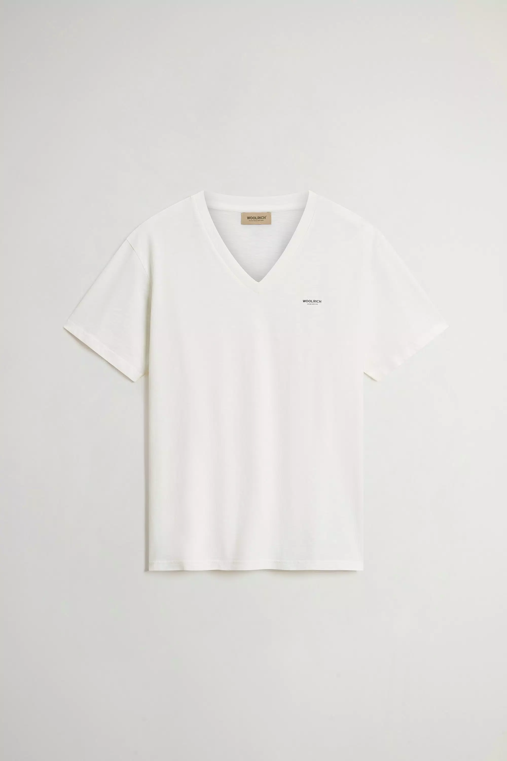 Camiseta Slub com Gola em V em Algodão Puro - Branco Ártico