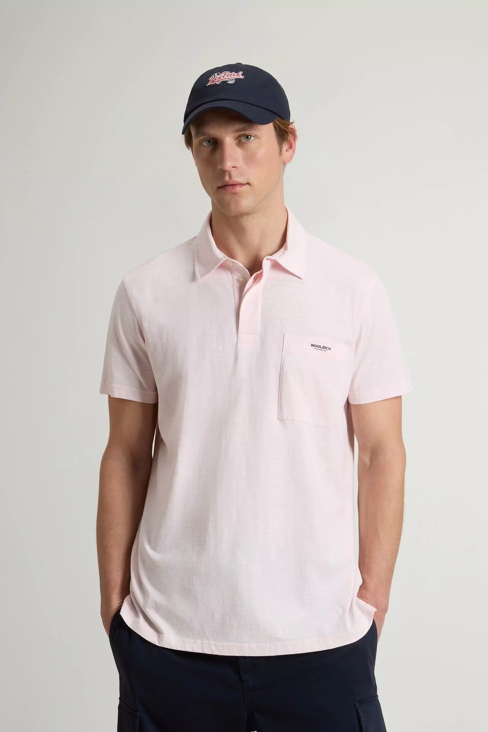 Camisola Polo Slub em Algodão Puro - Lilás Claro