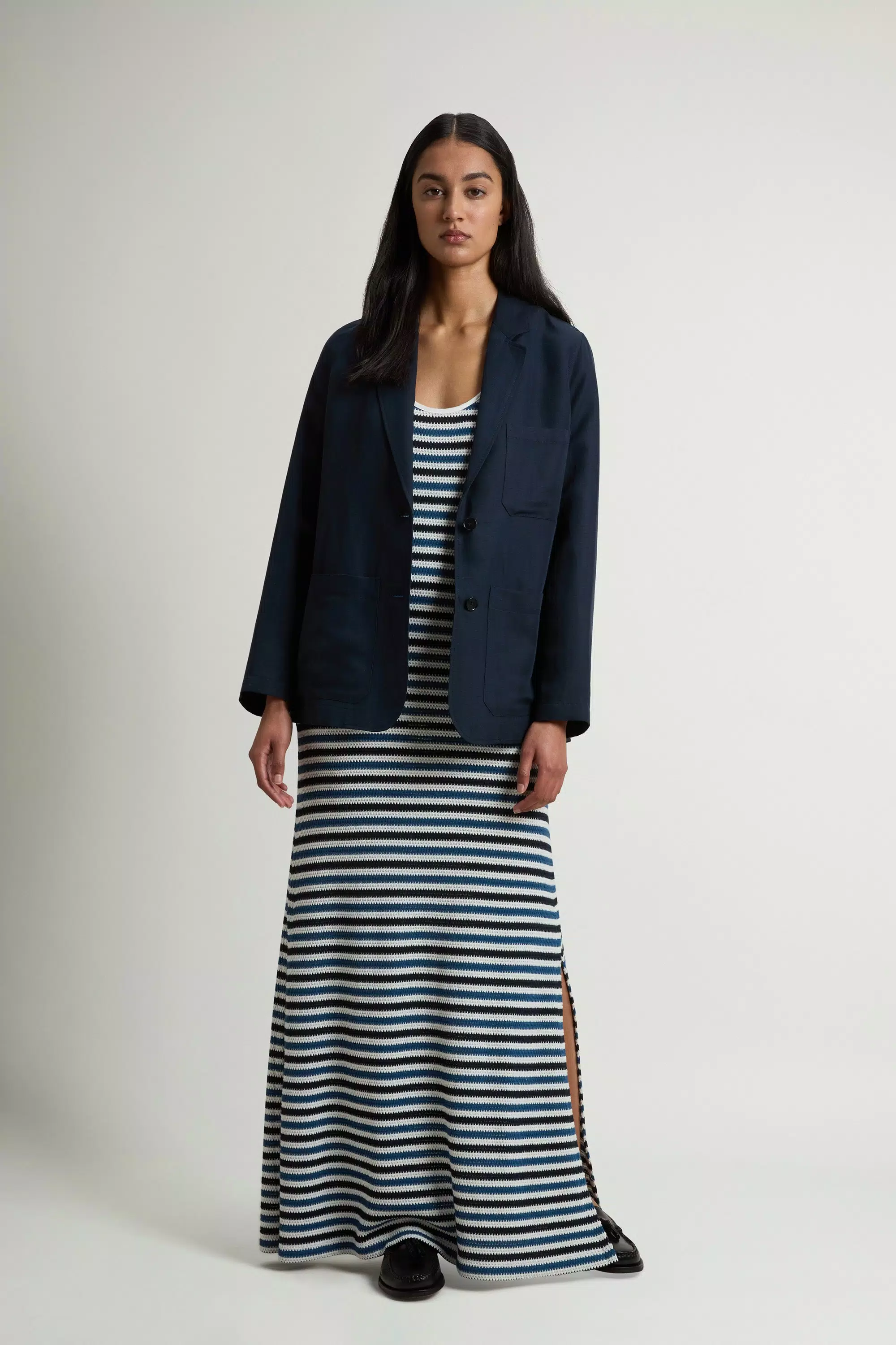 Blazer em Mistura de Linho - Azul Melton