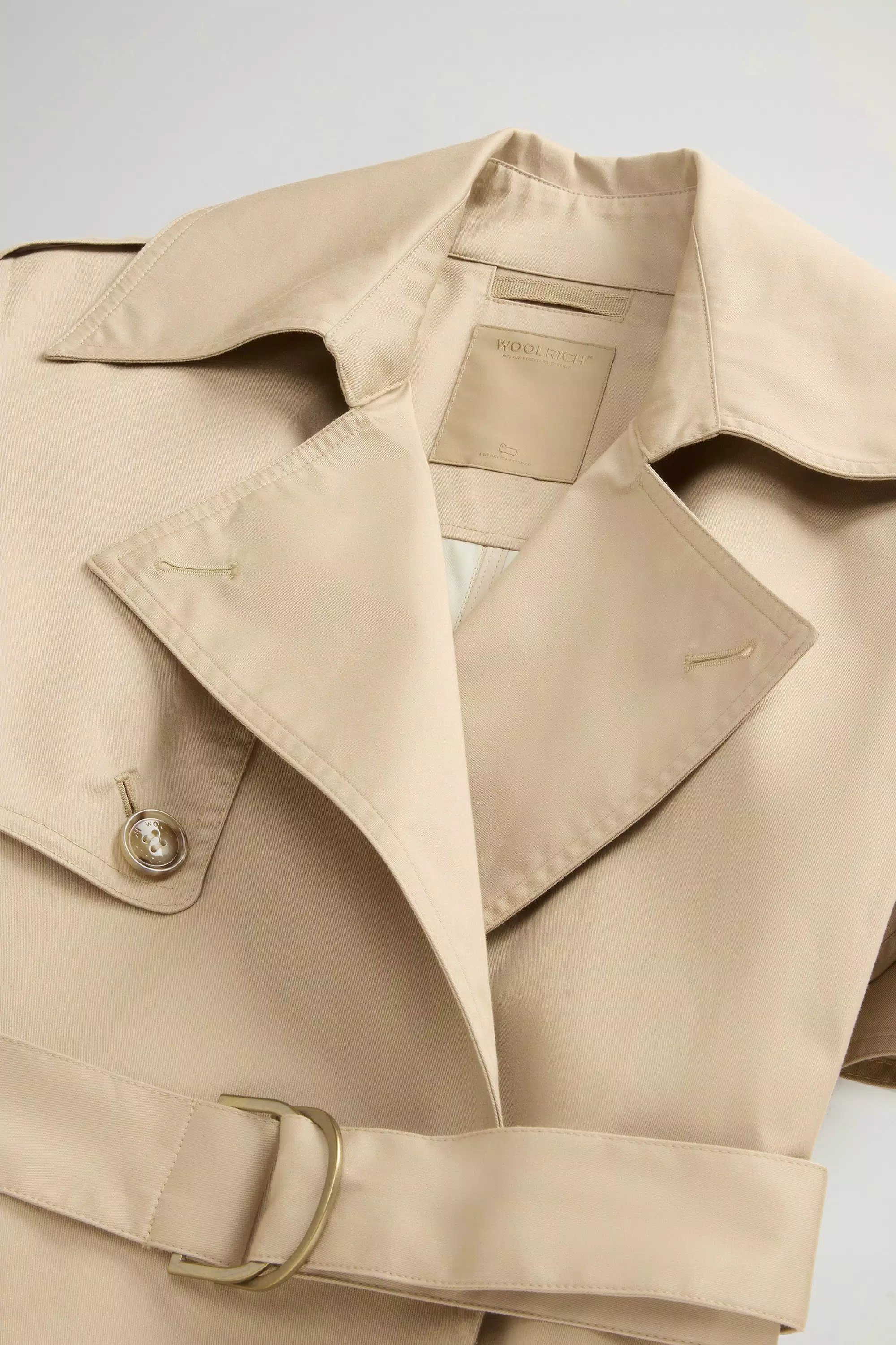 Trench Coat de Botão Duplo em Algodão Puro - Branco Pimenta