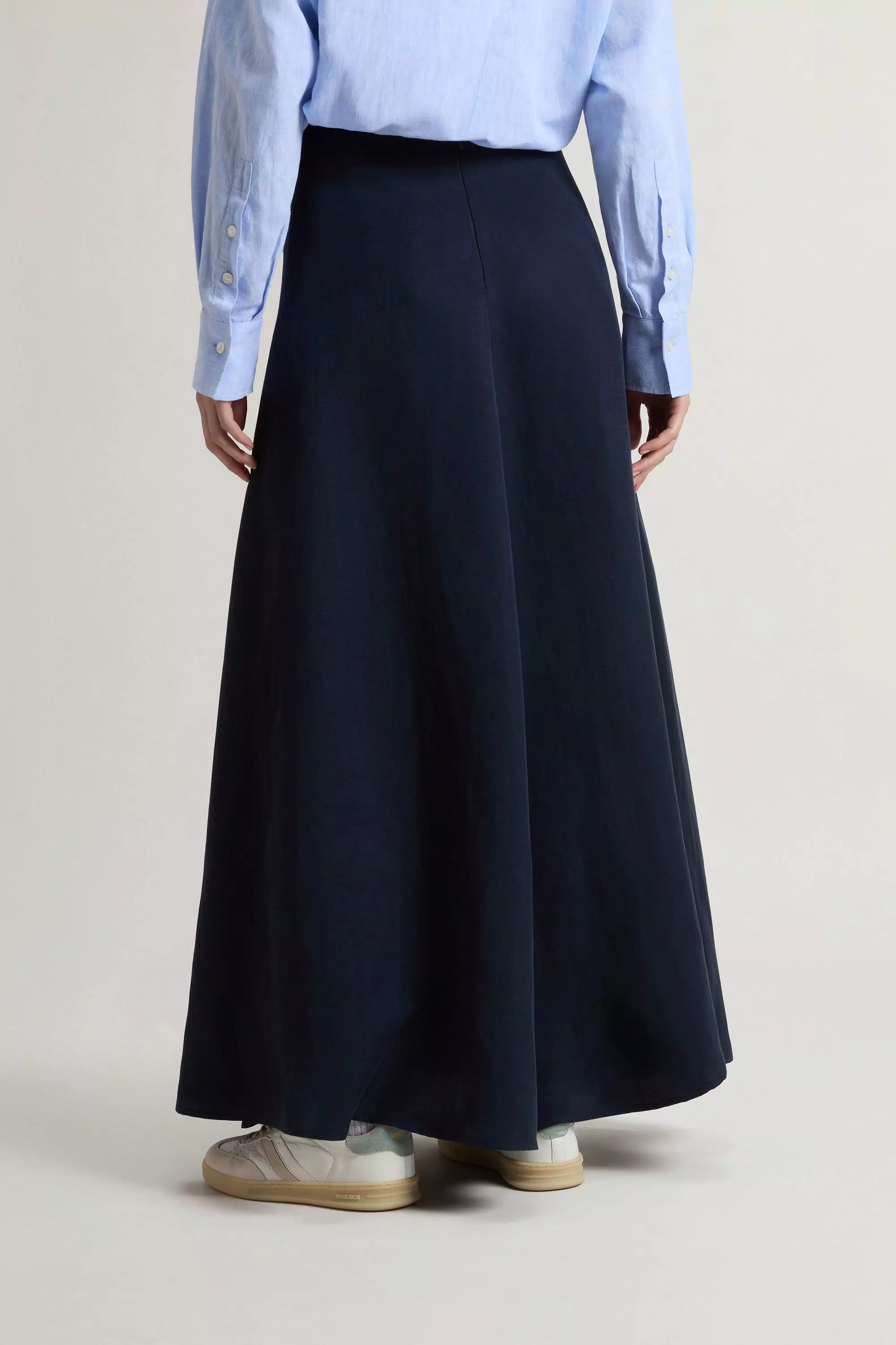 Saia Longa em Mistura de Linho - Azul Melton