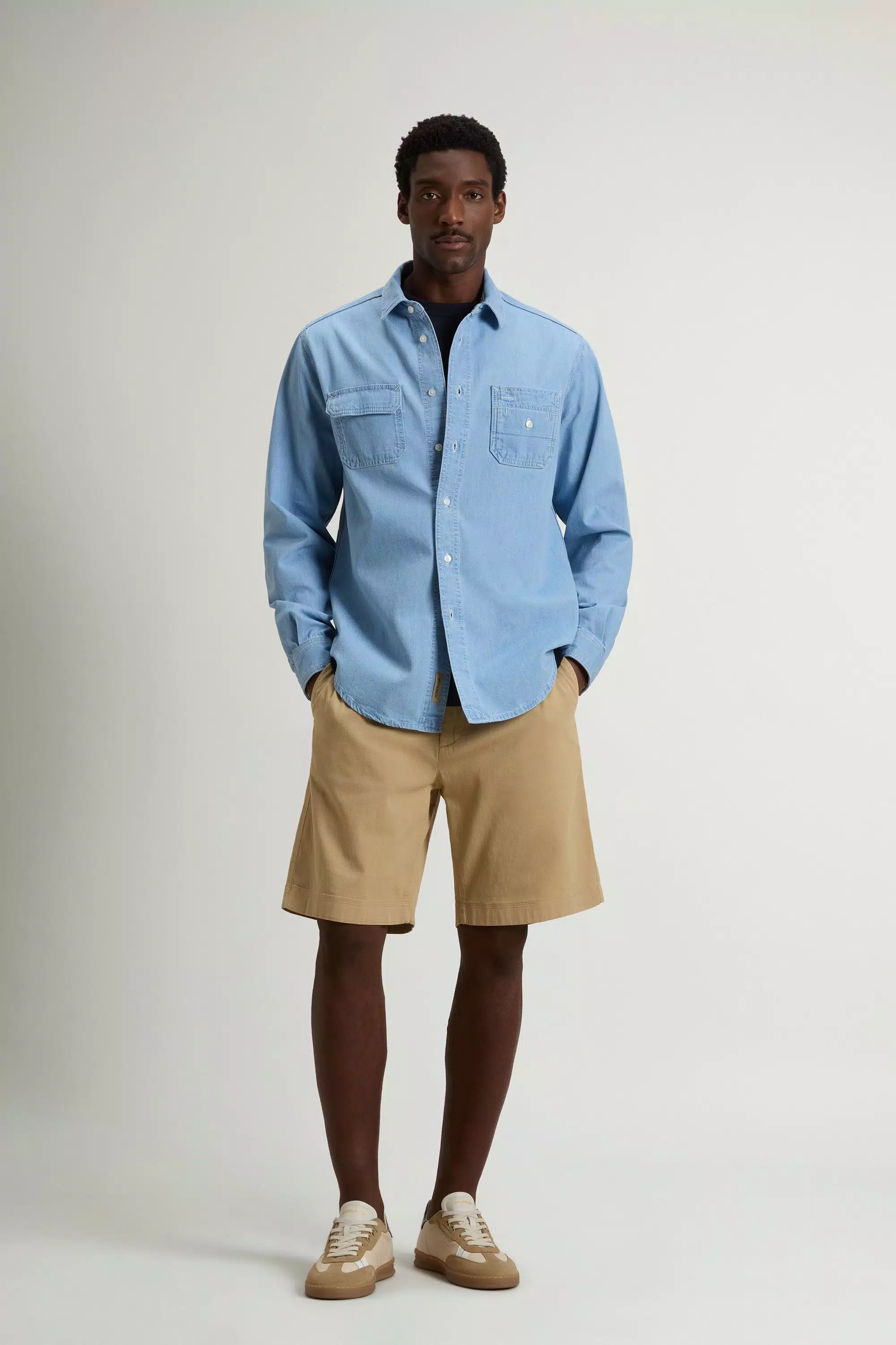 Camisa em Denim de Algodão Puro Leve - Indigo Claro