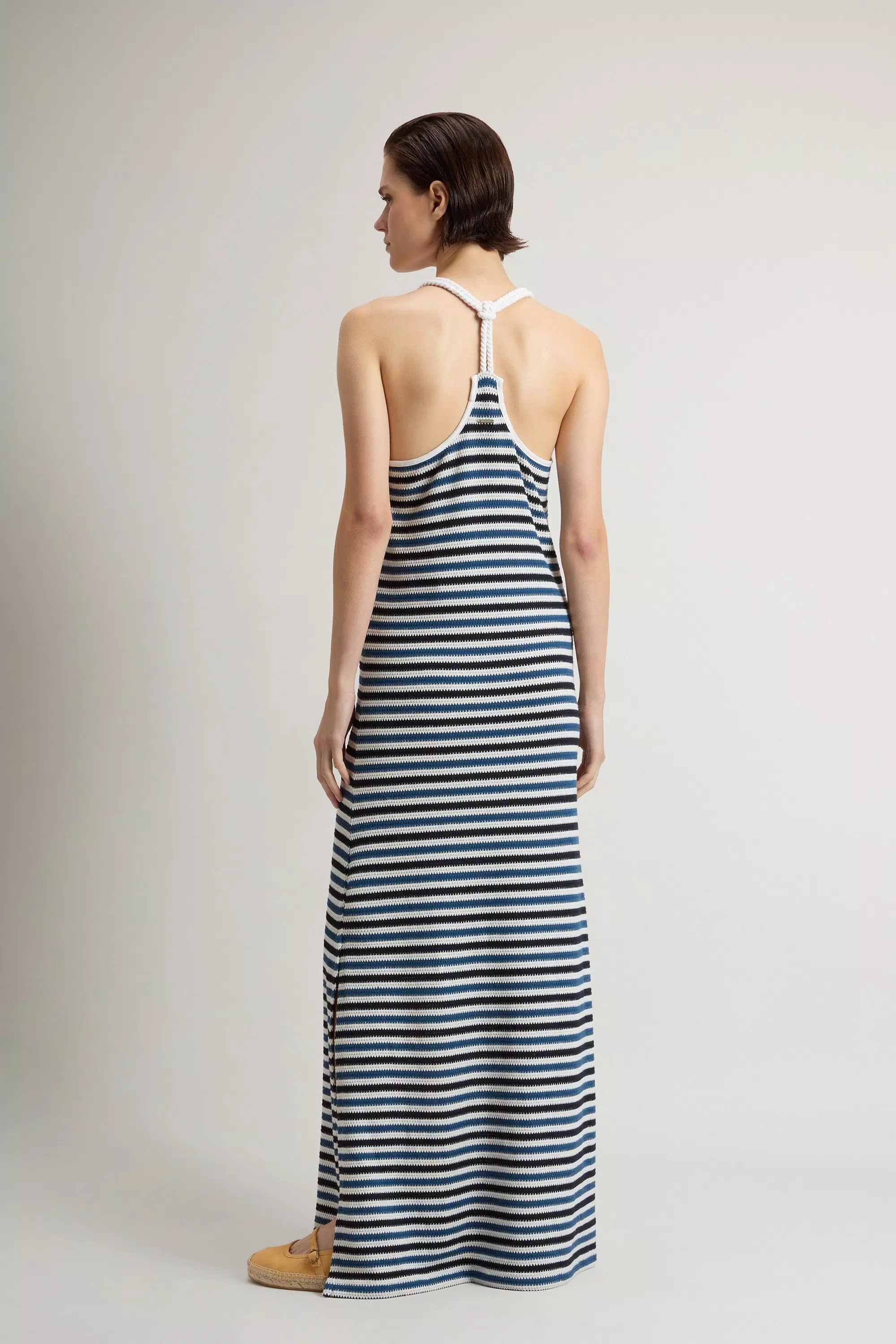 Vestido em Algodão com Listras - Listra Azul Melton
