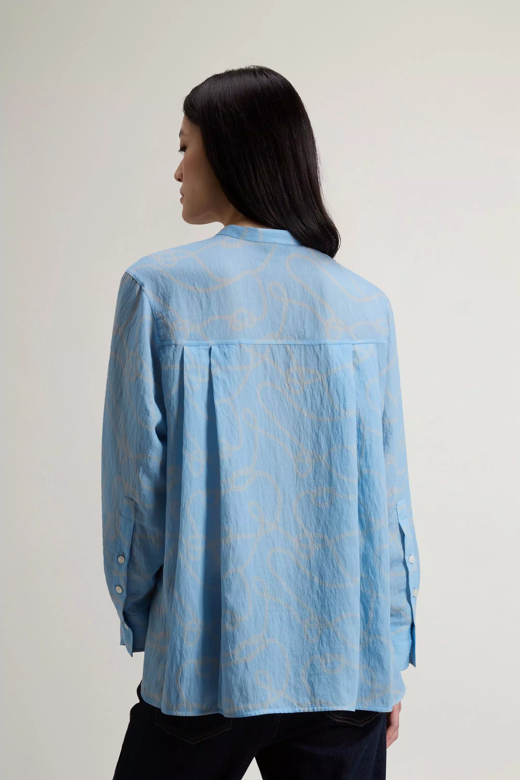 Camisa em Mistura de Lyocell - Rope Blue Whiff