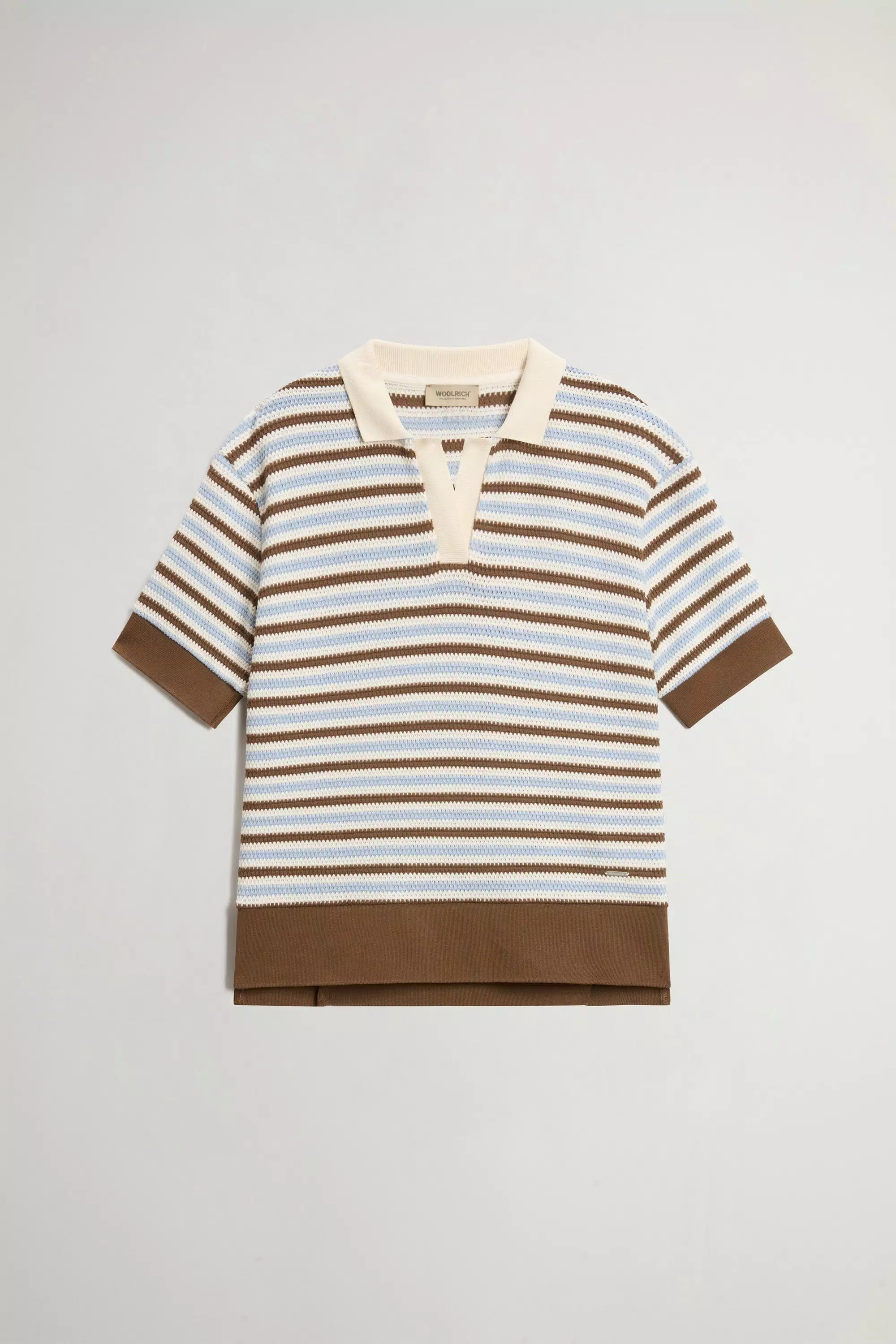 Camisola Polo em Mistura de Algodão Listrado - Listrado Acorn