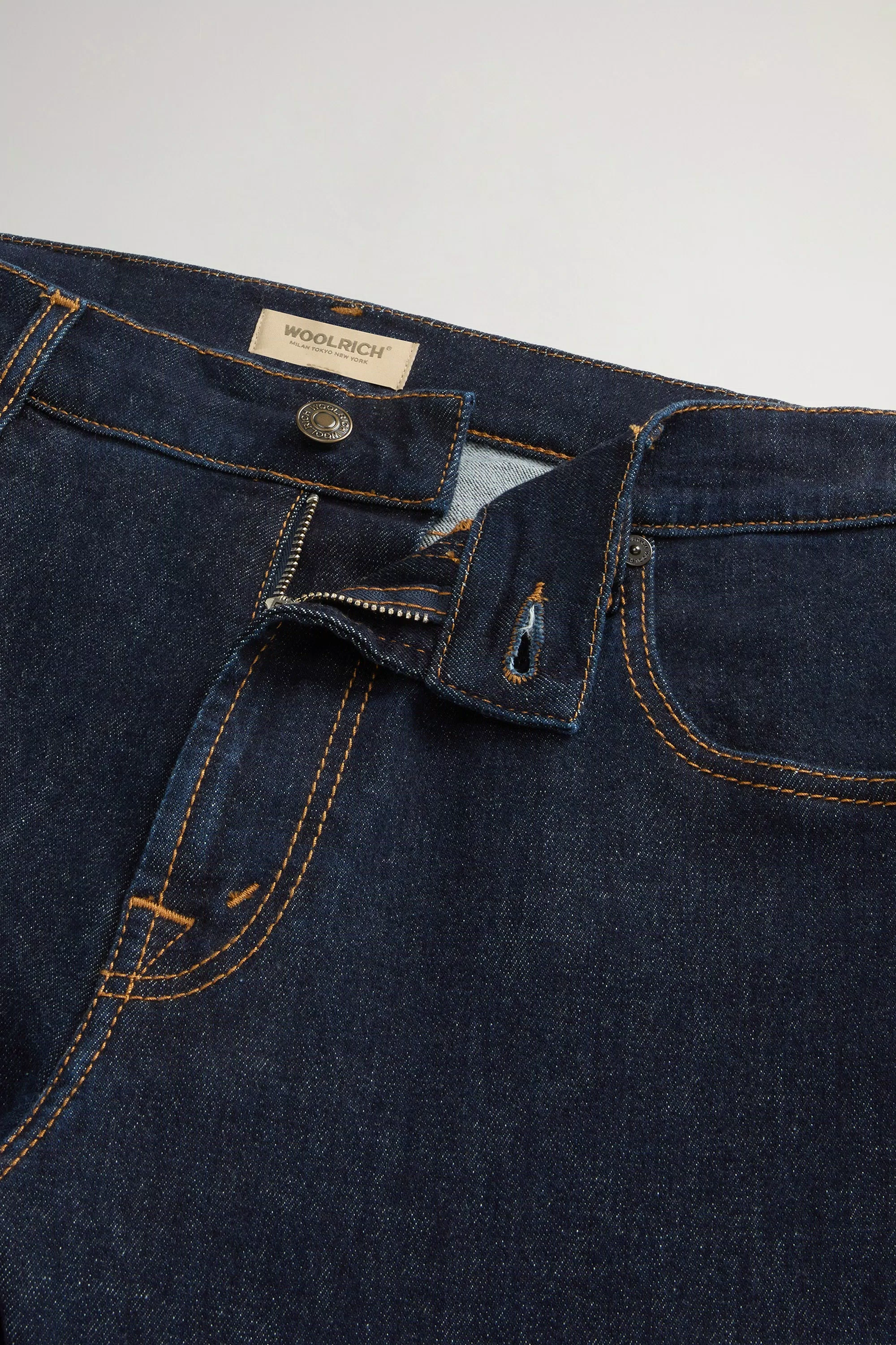 Jeans de Cinco Bolsos em Jeans de Algodão Elástico - Lavagem Rinse