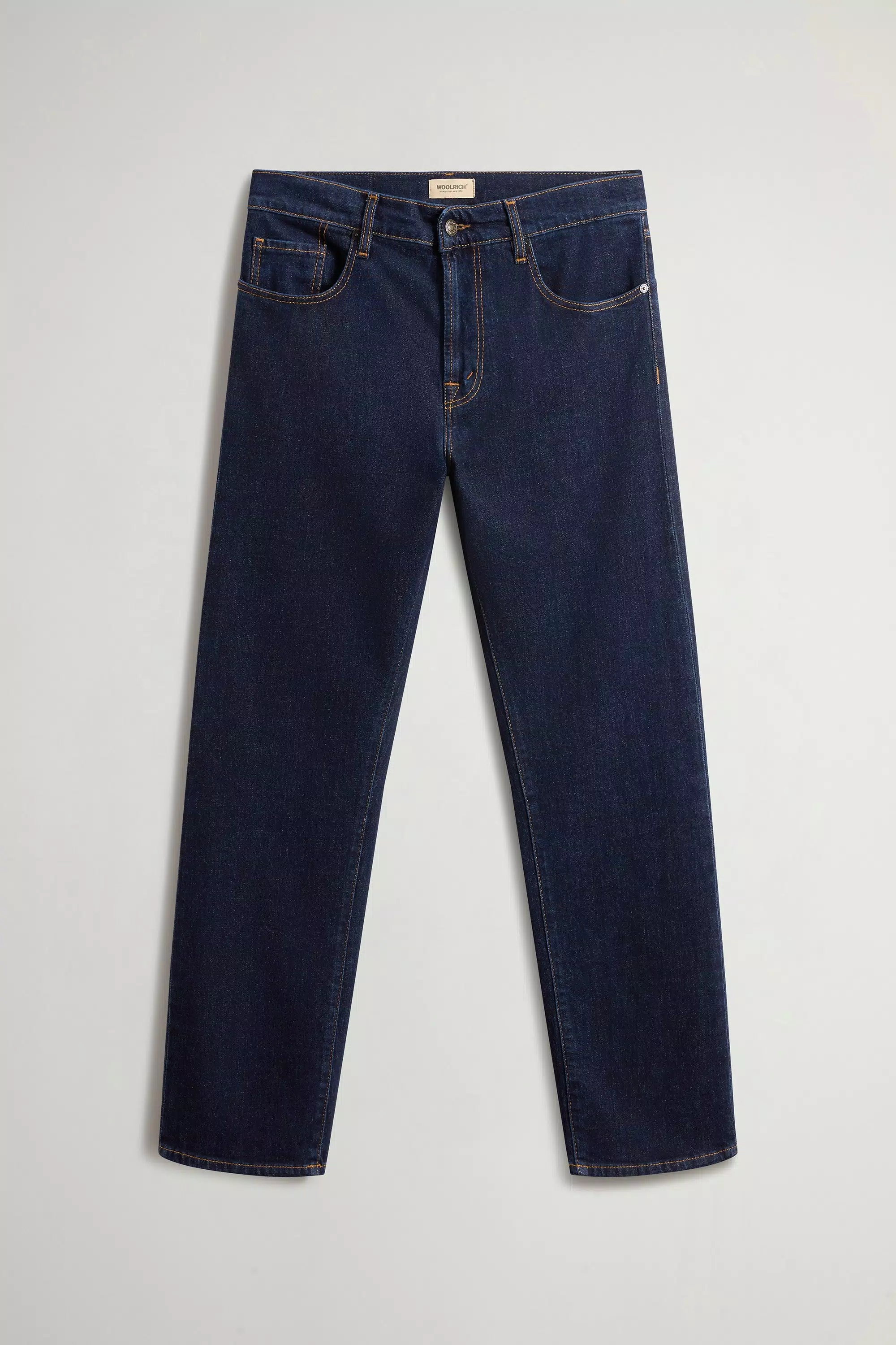 Jeans Modernos de Cinco Bolsos em Denim de Algodão Elástico - Lavagem Rins