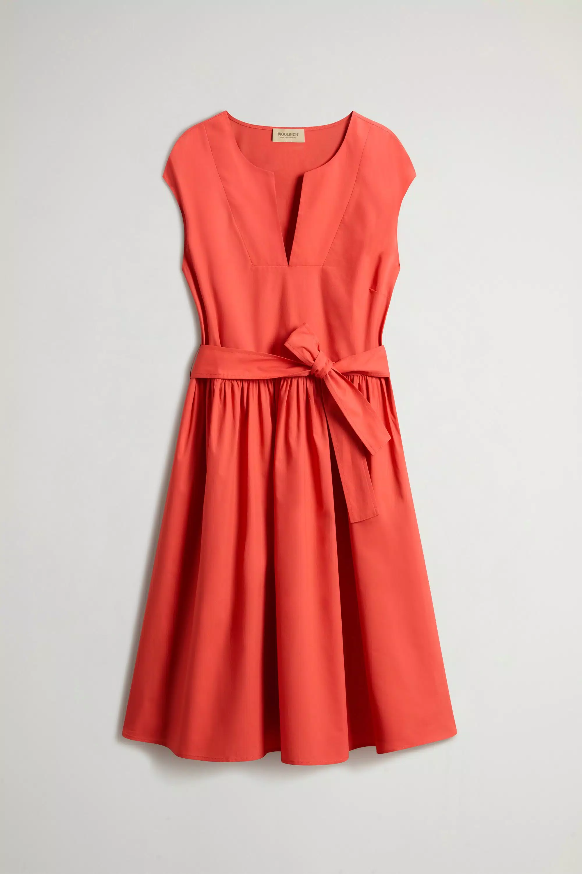 Vestido de Popeline de Algodão Puro com Cinto - Paprika