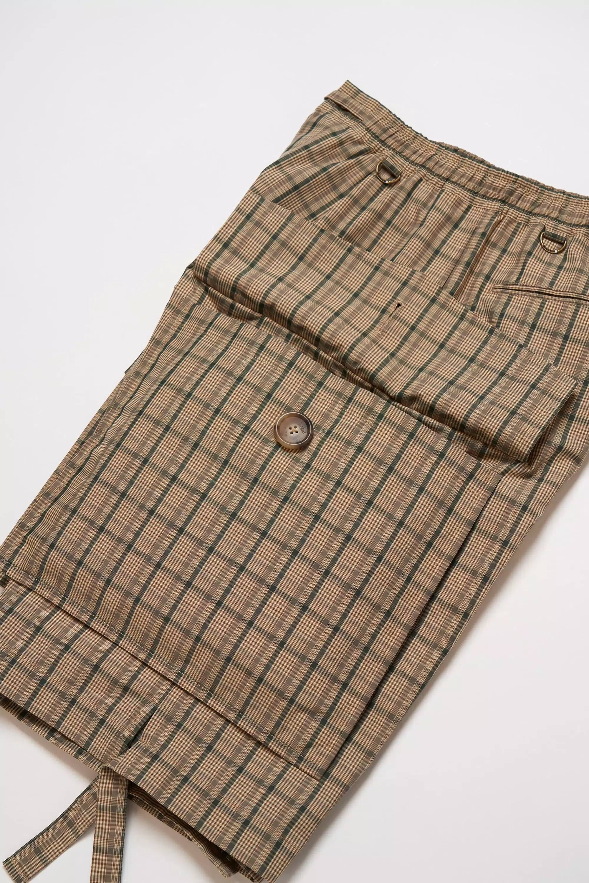 Bermudas Madras em Mistura de Algodão e Nylon - Marrom
