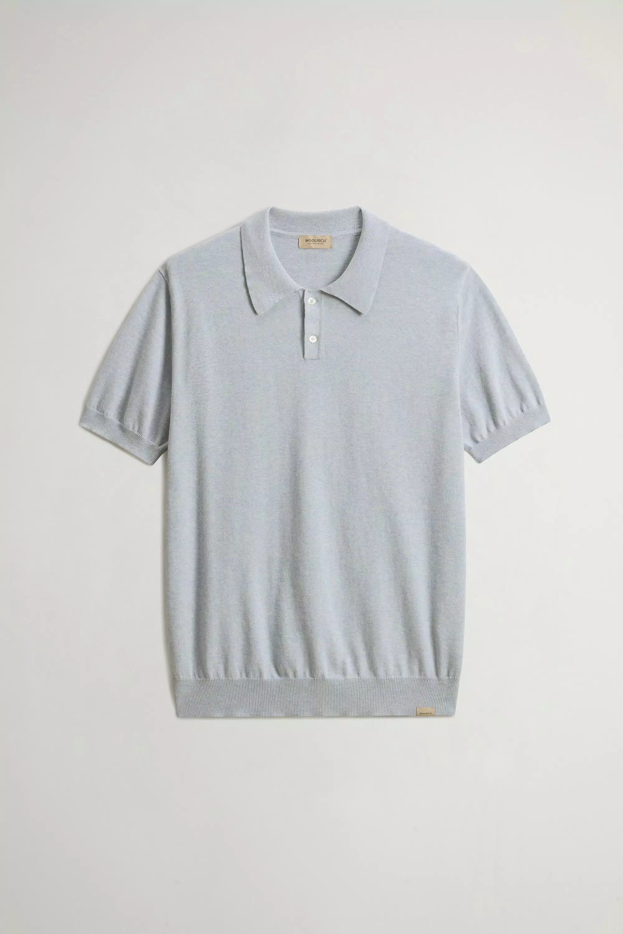 Camisola de Polo em Malha de Algodão 100% Puro - Azul-Claro Melange