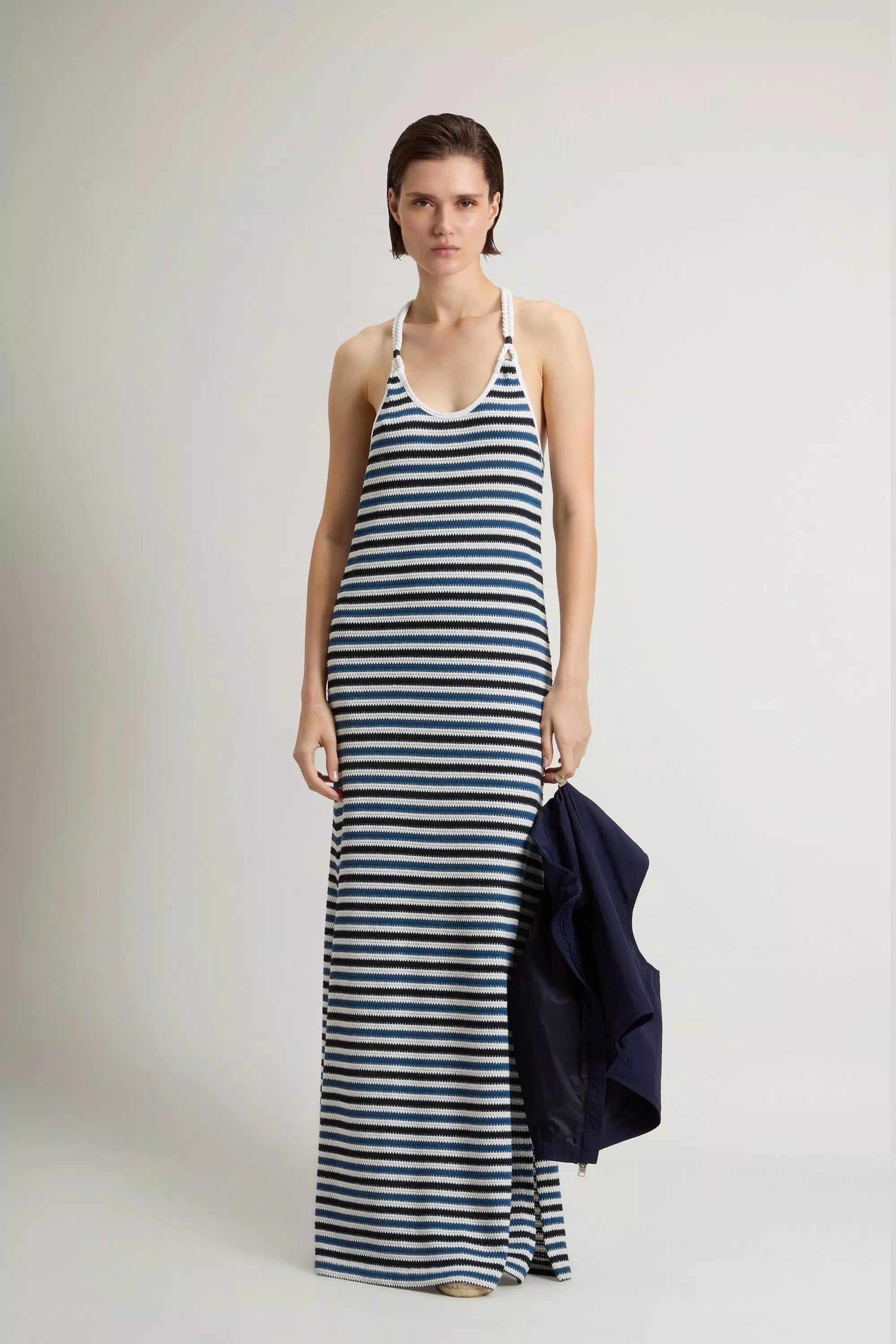 Vestido em Algodão com Listras - Listra Azul Melton