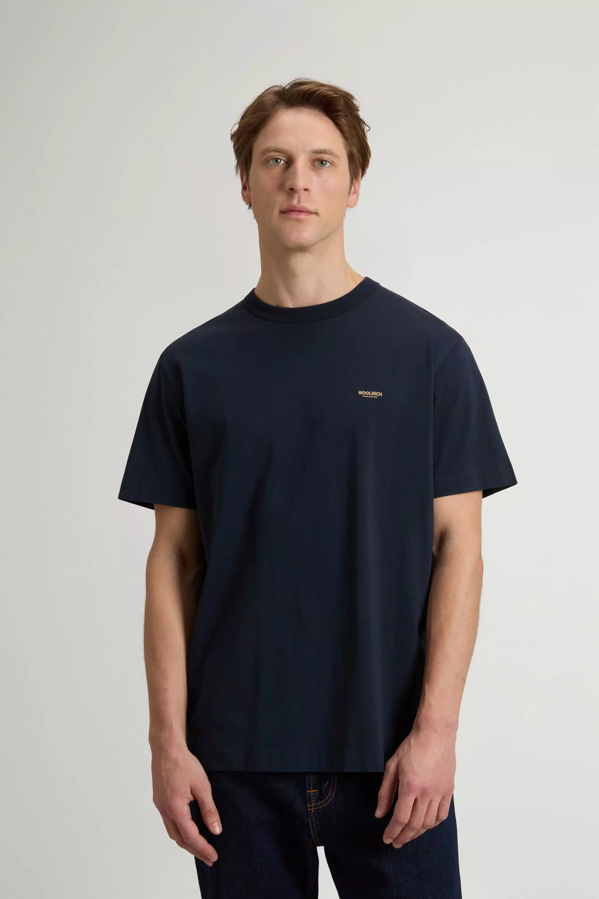 Camiseta de Algodão Puro com Logotipo - Azul Melton