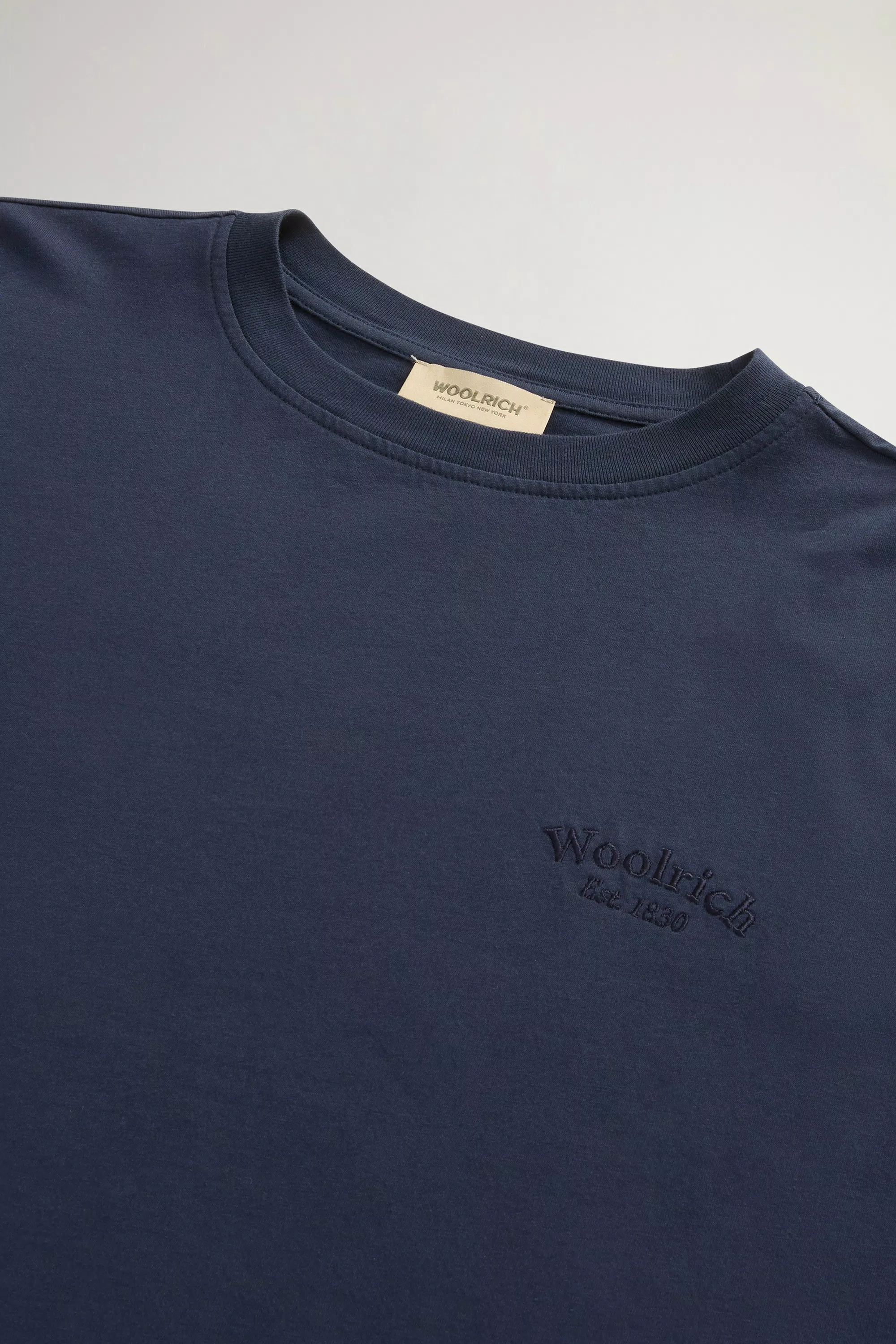 Camiseta de Algodão Pima Puro com Logotipo - Azul Melton
