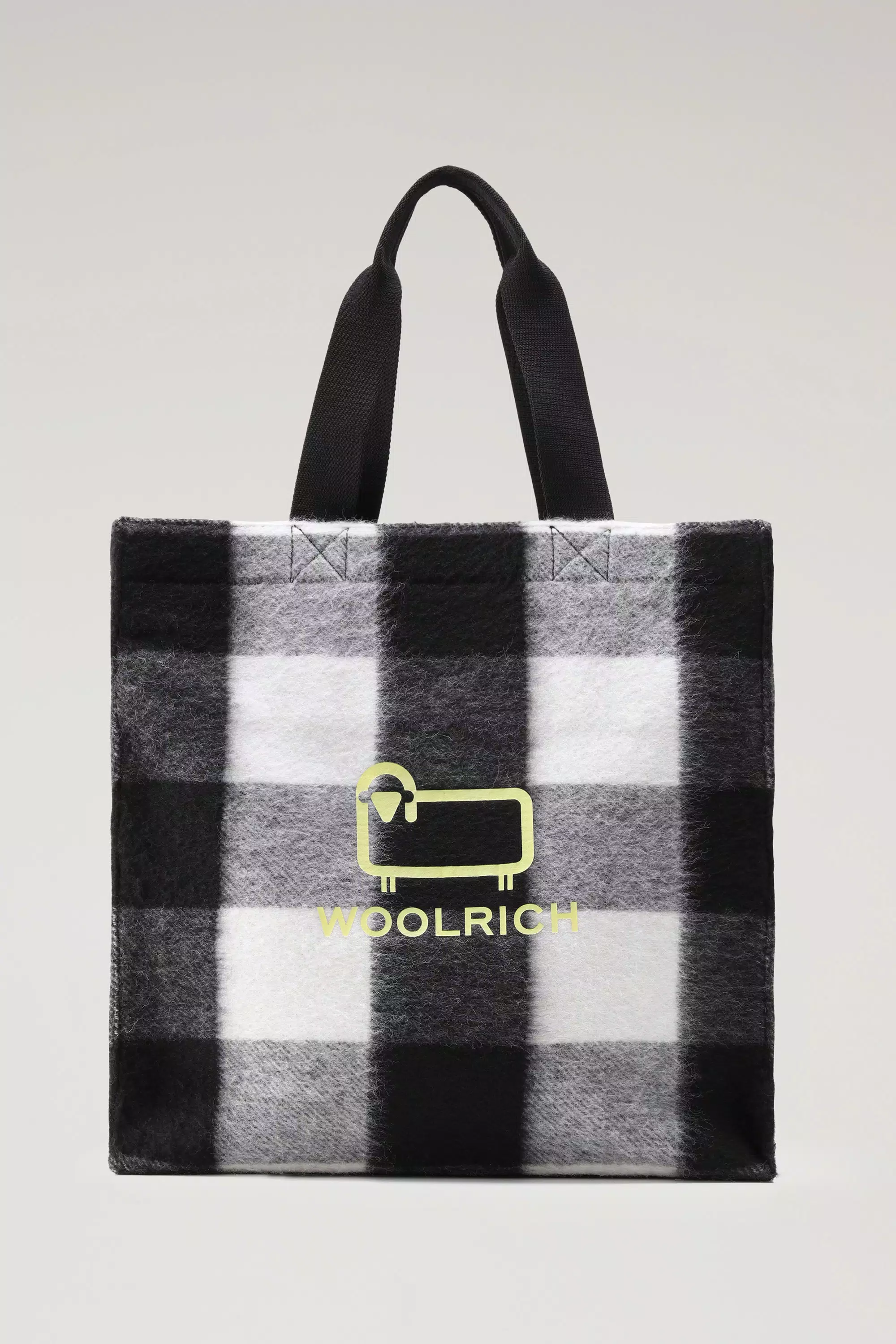 Bolsa Tote de Lã Americana com Estampa de Bufalo - Bufalo Branco