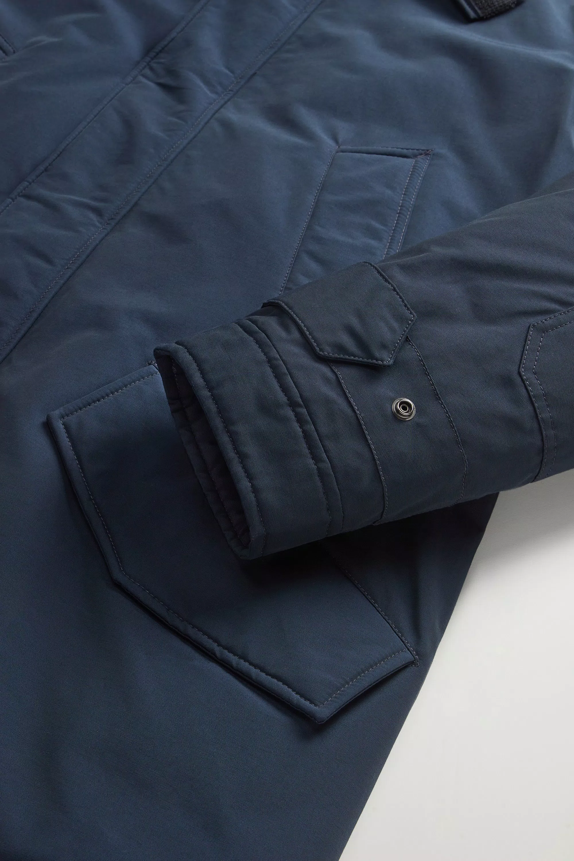 Parka Polar em Tecido Ramar com Gola Alta - Azul Melton