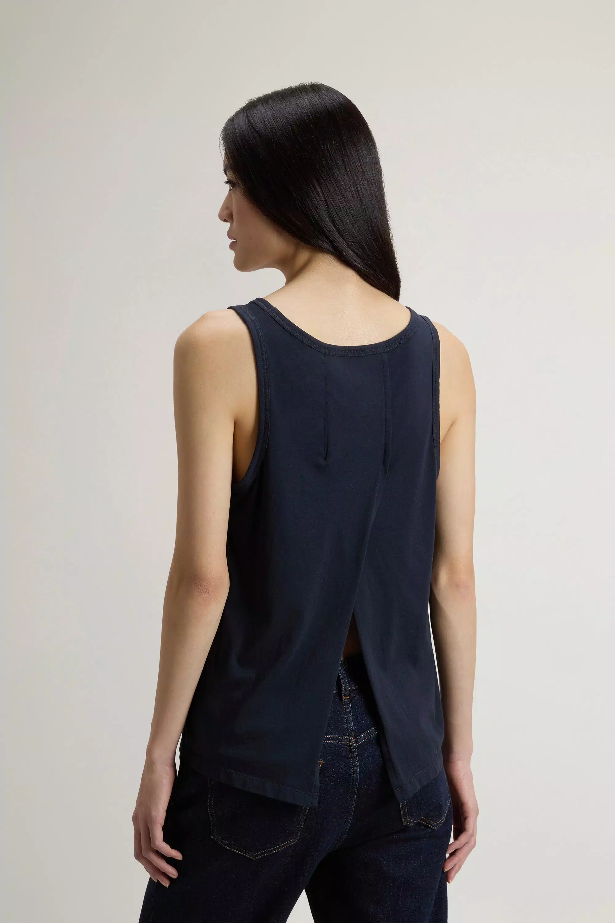 Top em Mistura de Algodão e Modal - Azul Melton