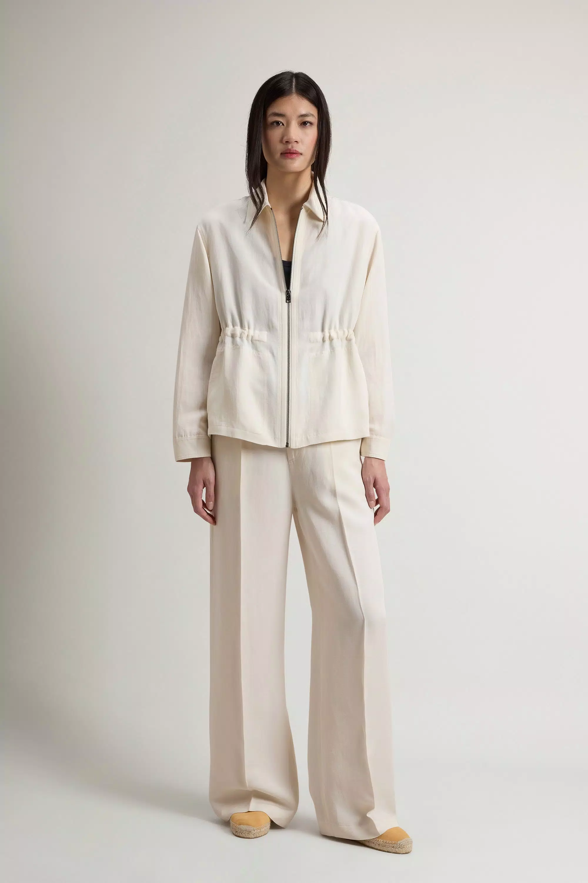 Overshirt em Mistura de Linho - Creme Leite