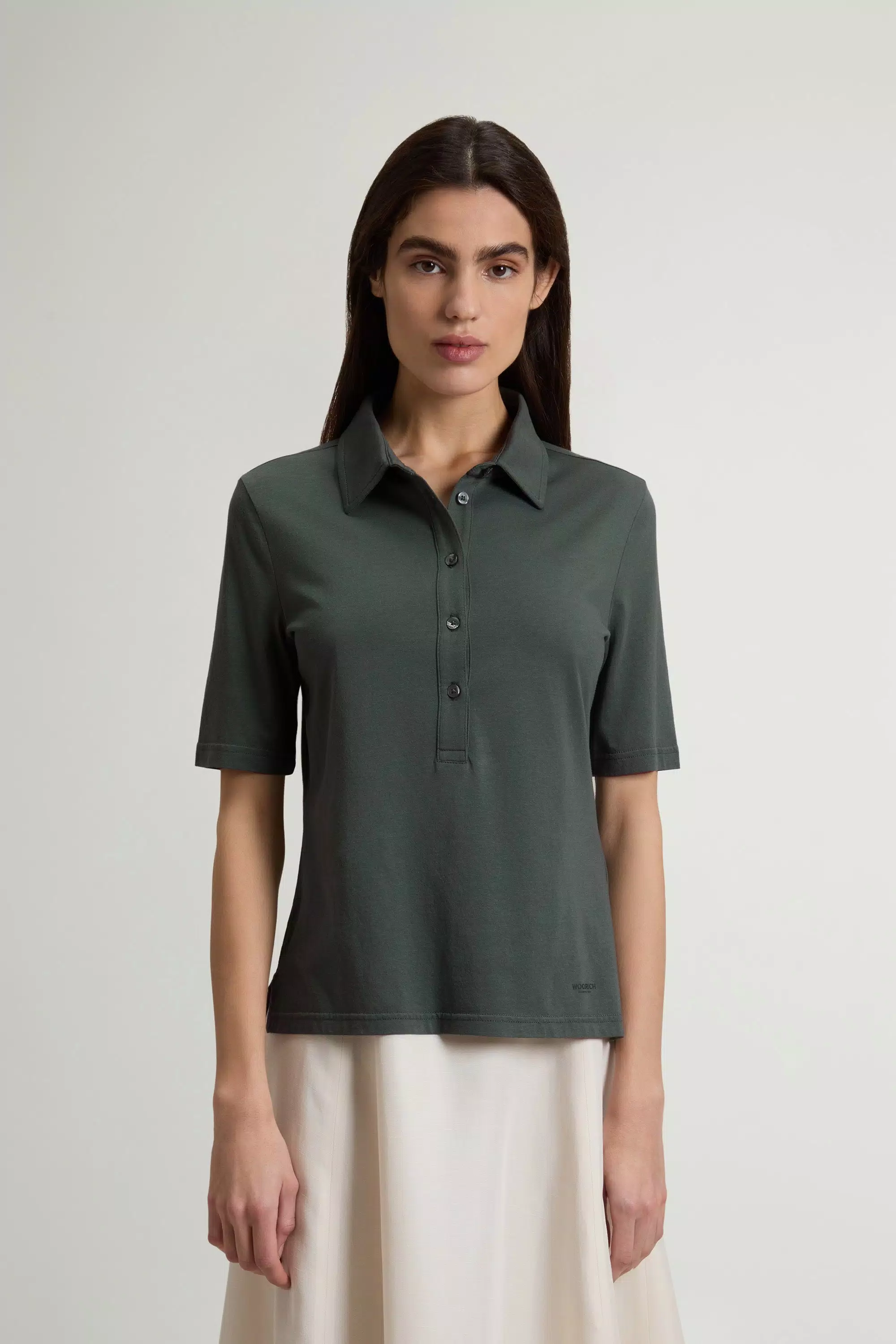 Camisola Polo Luxo em Mistura de Algodão e Modal - Véu Florestal