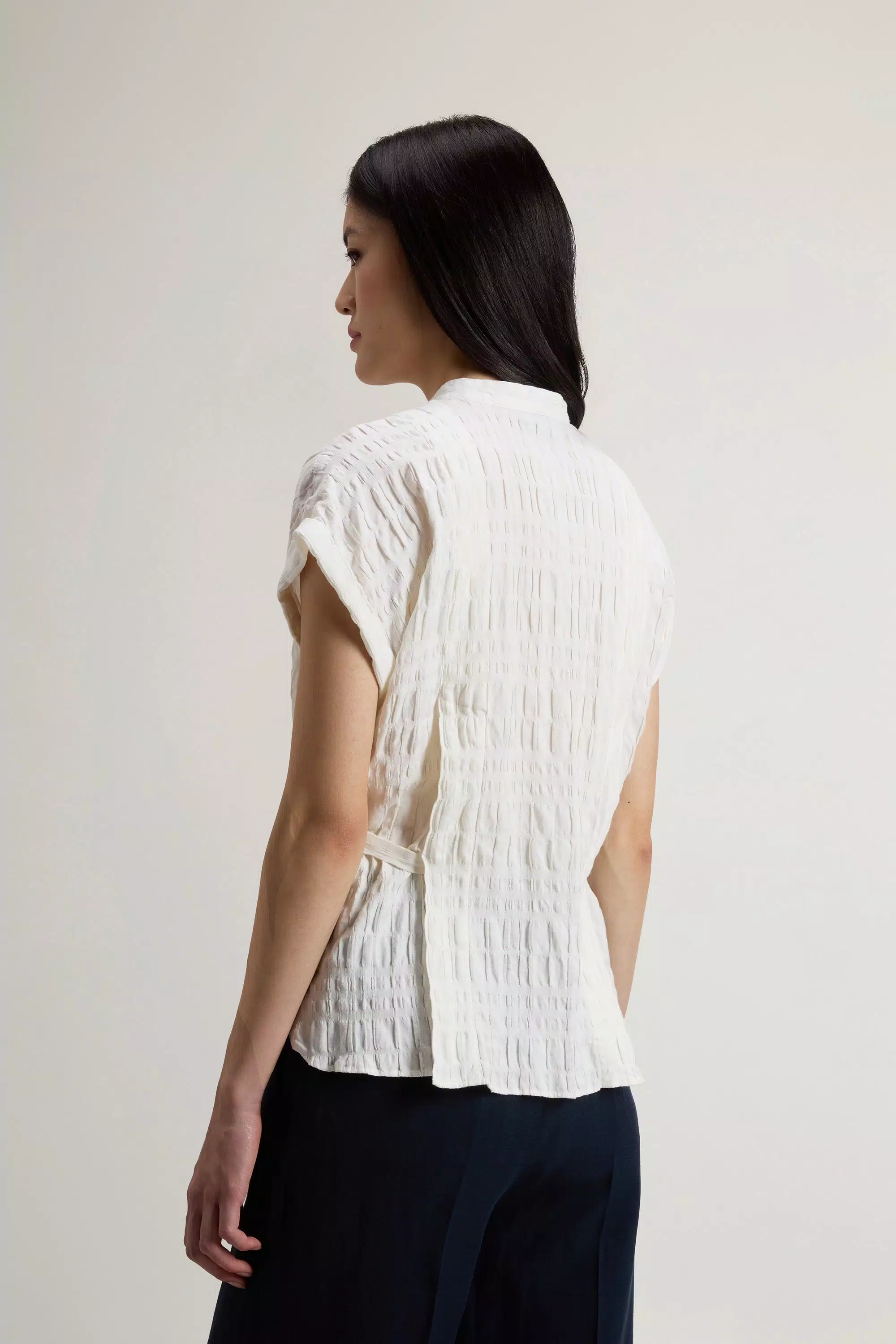 Blusa em Mistura de Algodão e Linho - Branco Ártico